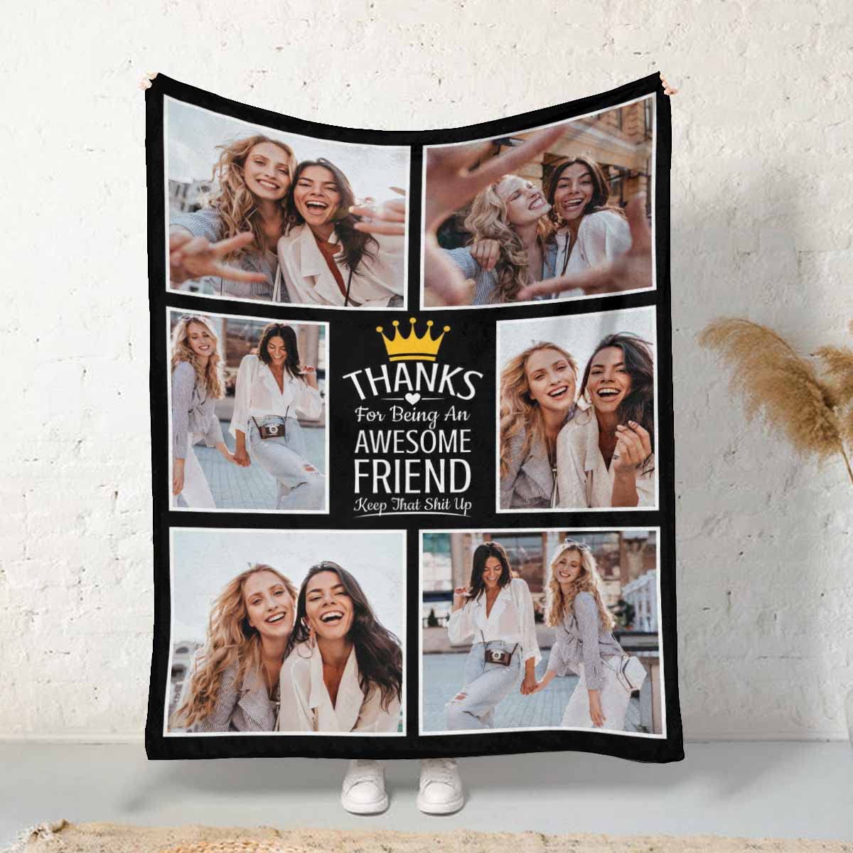 MyPupSocks Custom Best Friend Blanket - Personalized 70x80 Inch Soft Throw Blanket for Women, BFF Gifts, Sister Birthday Present, Office Decor | Perfect for Couch, Bed, Movie Nights & Friendship Celebrations