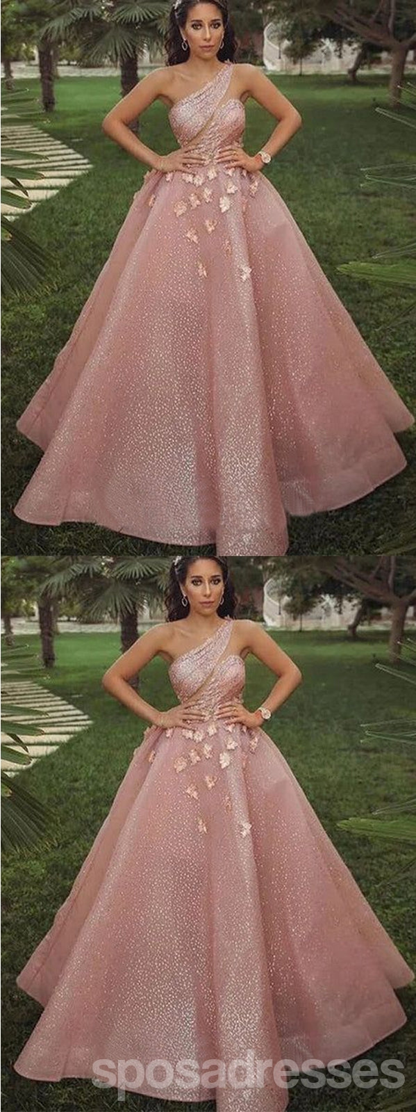 Elegant Pink One Shoulder A-Line Long Prom Dress for Women - Formal Evening Gown for Homecoming, Wedding, Party & Special Occasions