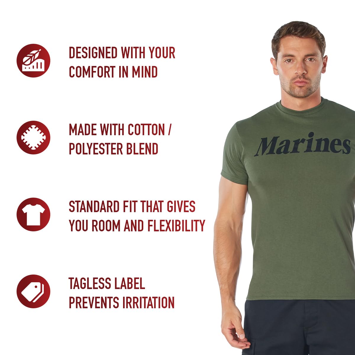Rothco Olive Drab Military PT T-Shirt - Tactical Training Tee for Men - Durable Cotton Army Style Workout Shirt for Gym, Outdoor Activities & Military Training