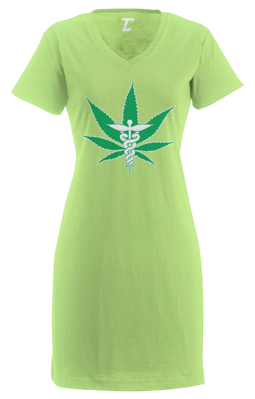Tcombo Medical Marijuana Women's Nightshirt - Comfortable Weed Pot Medicinal Sleepwear for Relaxation & Pain Relief - Perfect for Lounging, Sleeping & Cannabis Therapy Sessions