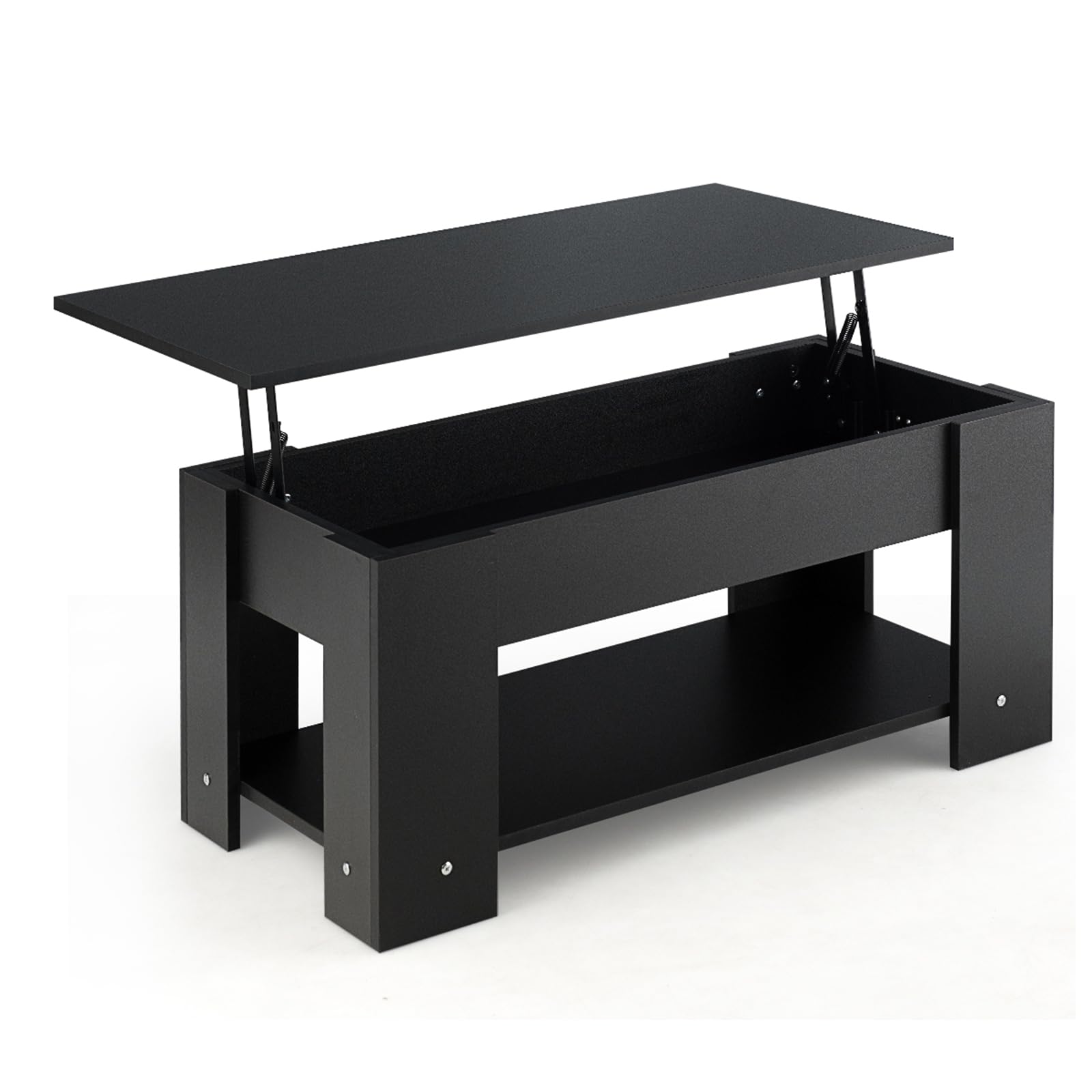 COSTWAY Modern Lift-Top Coffee Table with Hidden Storage Compartment, Wooden Living Room Sofa Table for Home & Office, 38.6'' x 29.1'' x 22'' (Black) - Perfect for Small Spaces, TV Snacking & Remote Storage