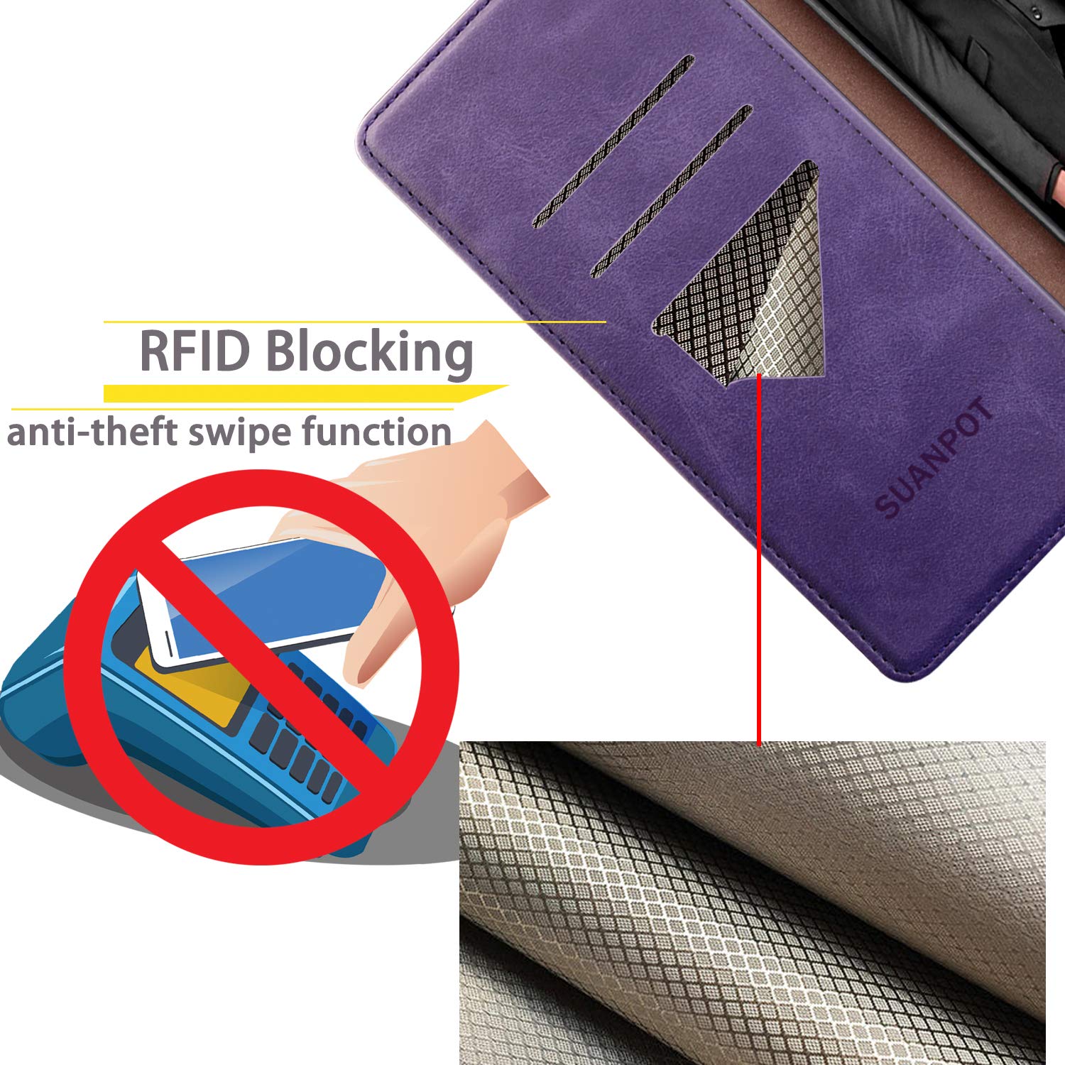 RFID Blocking Leather Wallet Case for Samsung Galaxy Note 9 6.4