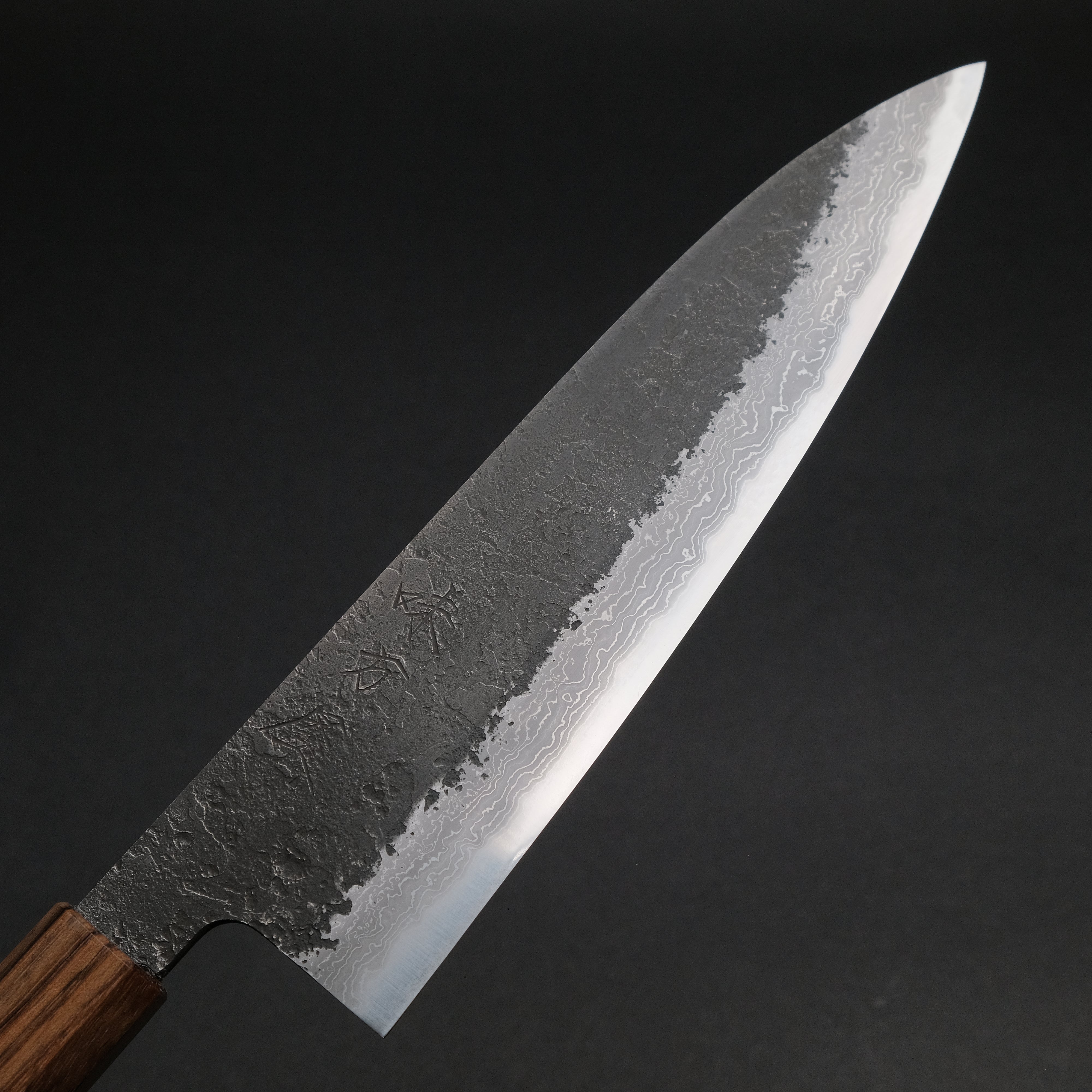 Premium Ajikataya White #2 Nashiji Damascus Gyuto 210mm Japanese Chef Knife with Obankole Handle (#48) - Perfect for Sushi, Meat Slicing & Professional Kitchen Use