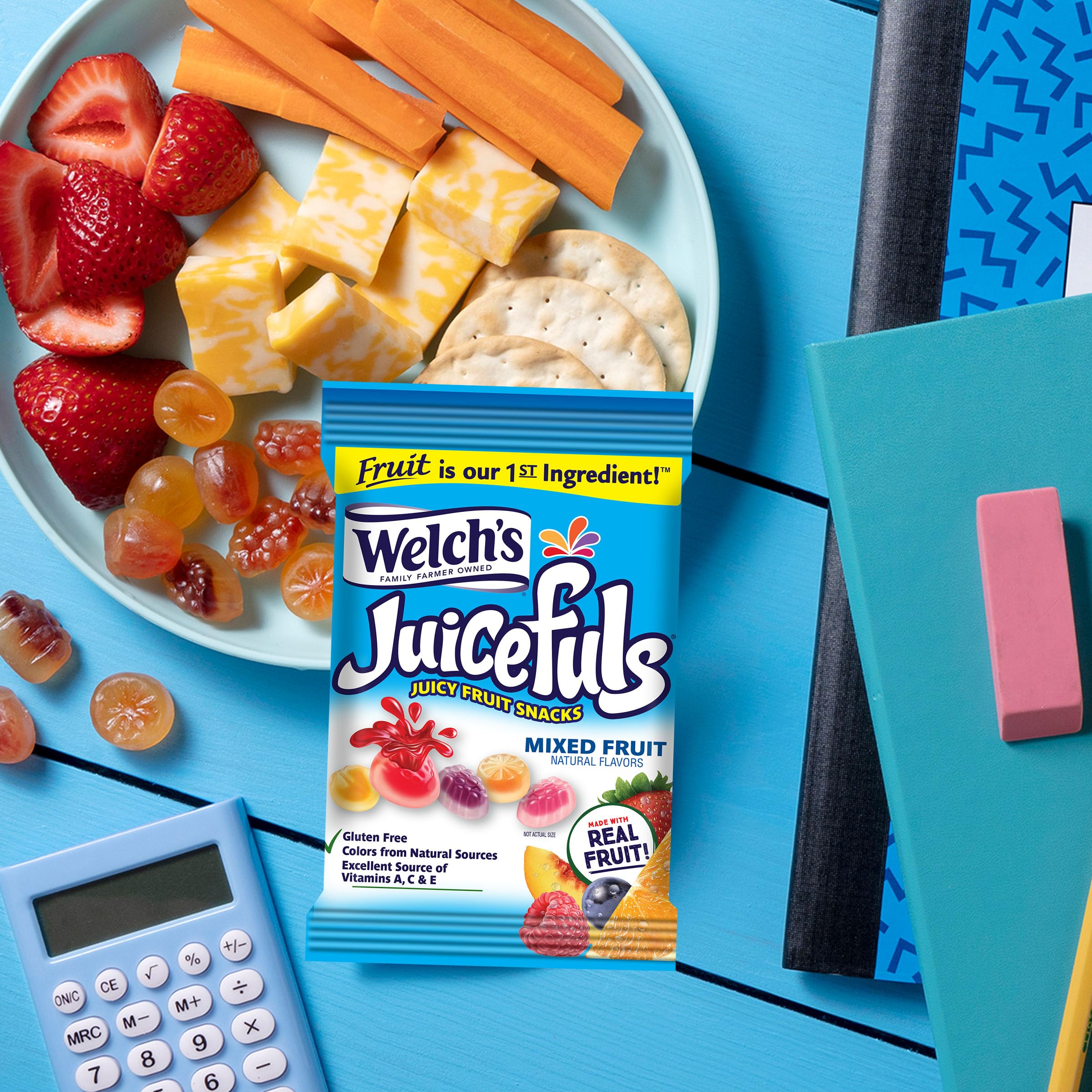 Welch's Juicefuls Mixed Fruit Snacks Variety Pack - Berry Blast, Island Splash & Fruit Gushers - Gluten Free, 4oz Single Serve Bags (Pack of 12) - Perfect for School Lunches, Office Snacks & On-the-Go Healthy Treats