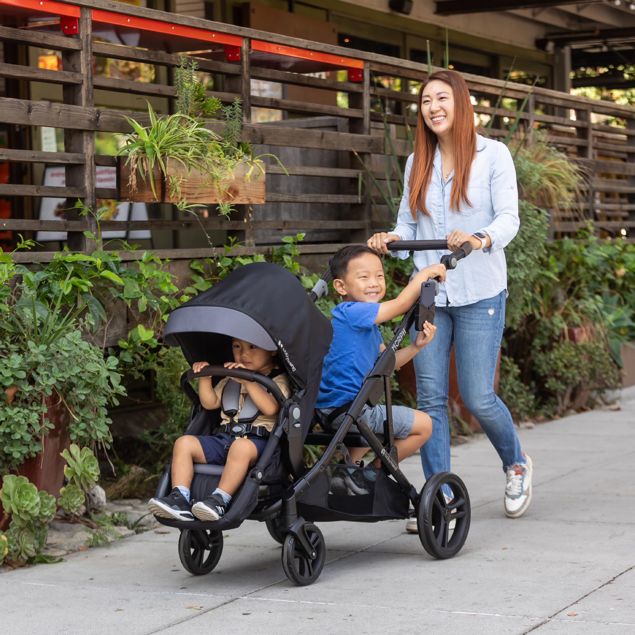 Baby Trend Morph Single to Double Modular Stroller - Convertible Lightweight Stroller for Twins or Infant, Dash Grey | Perfect for Travel, Shopping & Daily Walks