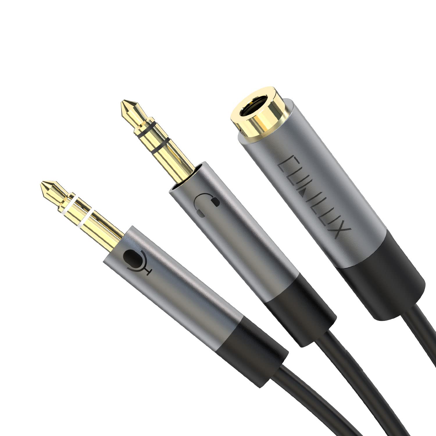 Cubilux 3.5mm Headset Audio and Microphone Splitter Adapter - TRRS Female to Dual TRS Male Y Cable - Compatible with Gaming Headsets, PC, Laptop, Computer (Separate Headphone & Mic Jacks) - Perfect for Online Gaming, Video Calls & Streaming