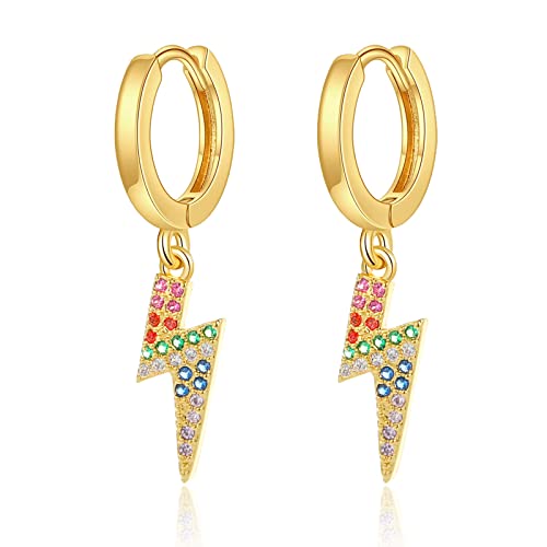 14K Gold Plated Sun Charm Dangle Huggie Hoop Earrings for Women - Hypoallergenic CZ Drop Statement Earrings - Trendy Dainty Nap Earrings for Everyday Wear & Special Occasions