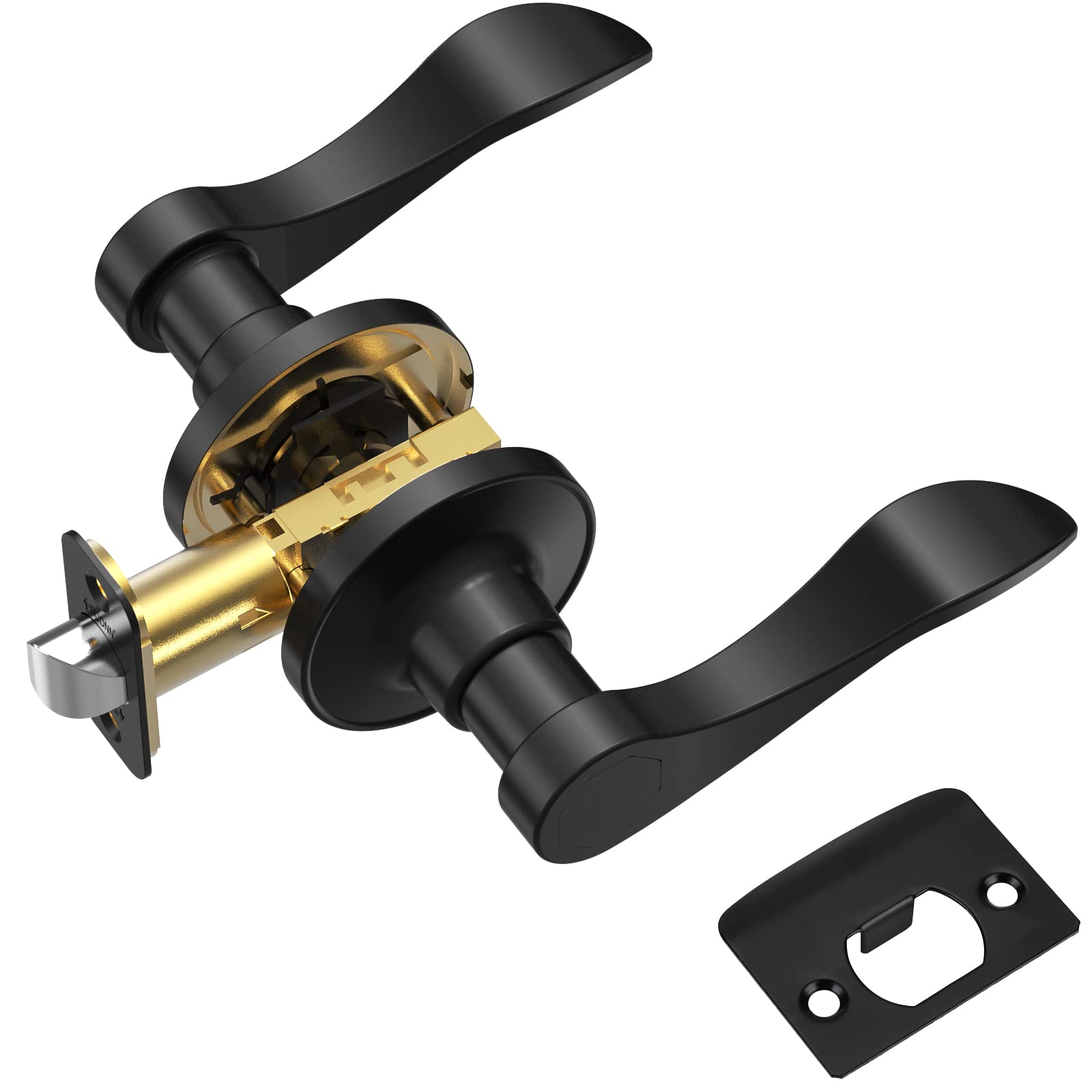 TICONN Reversible Door Lever - Matte Black for Interior & Closet Doors | Home & Office Use