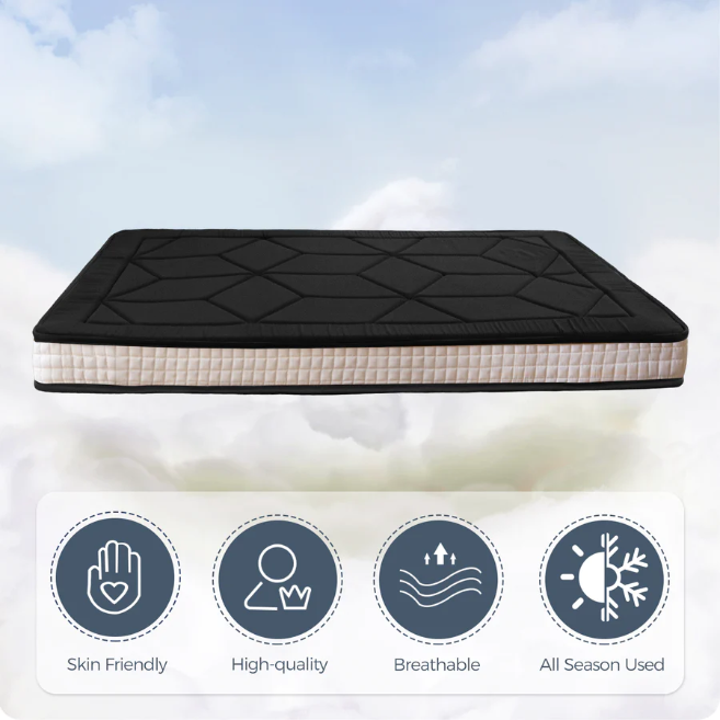 MAXYOYO 6-Inch Extra Thick Japanese Futon Mattress - Premium Diamond Quilted Floor Bed for Bedroom & Guest Room - Black - Perfect for Small Spaces, Studio Apartments & Minimalist Home Decor