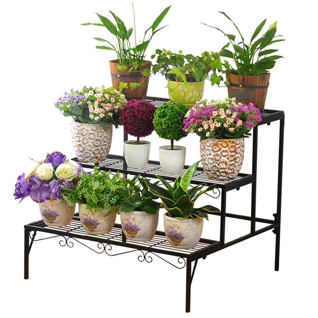 3 Tier Metal Wall Shelf for Plants - Decorative Display Stand for Indoor/Outdoor Use, Flower Pot Holder, Garden Decor, Patio Organizer - Perfect for Living Room, Balcony, Office & Kitchen Storage
