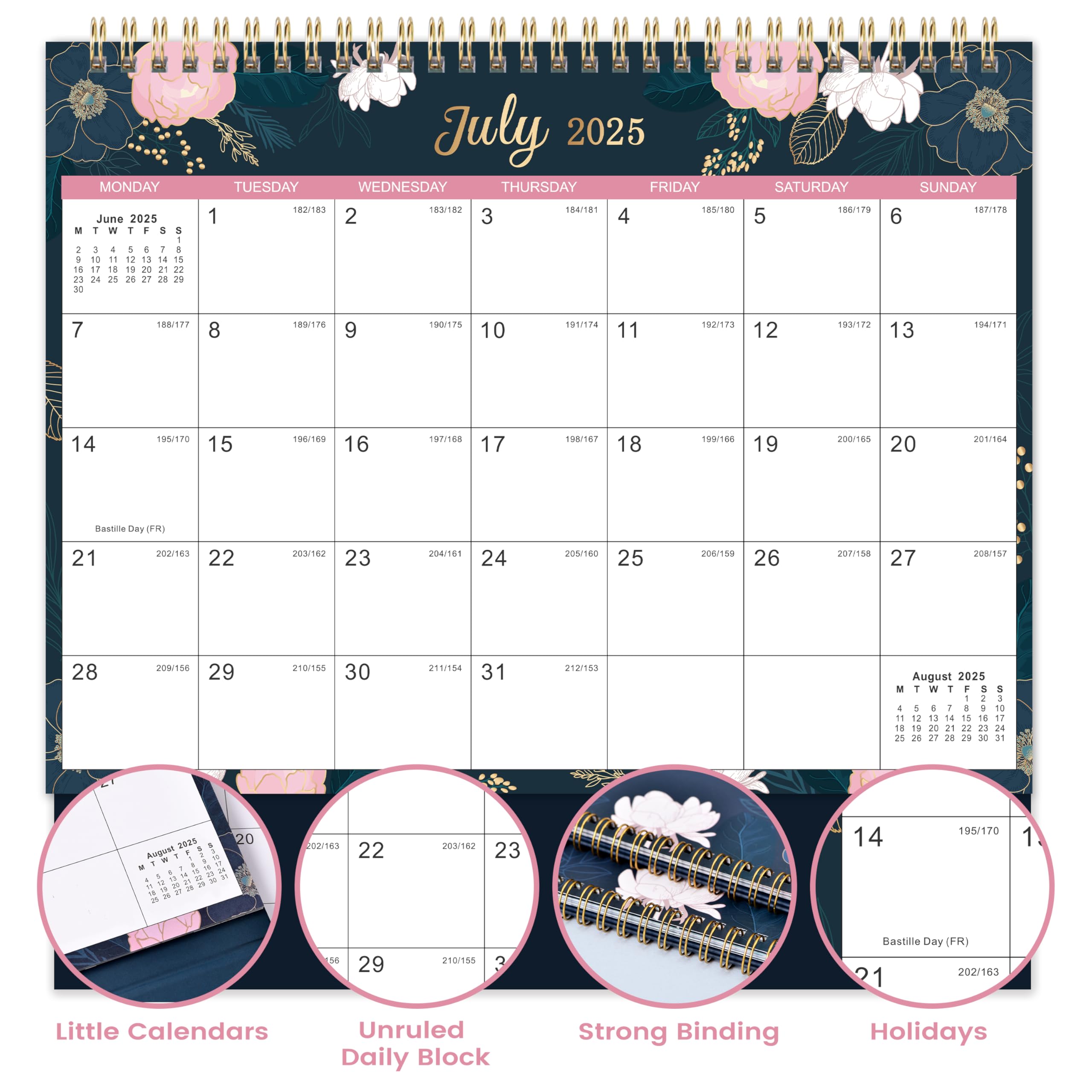 2025-2026 Desk Calendar - 18-Month Planner from March 2025 to August 2026 | 10