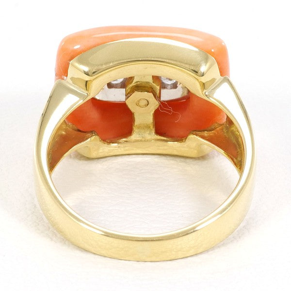 18K Yellow Gold & White Gold Coral Diamond Ring for Women - Elegant Handmade Jewelry for Engagement, Wedding, Anniversary & Special Occasions