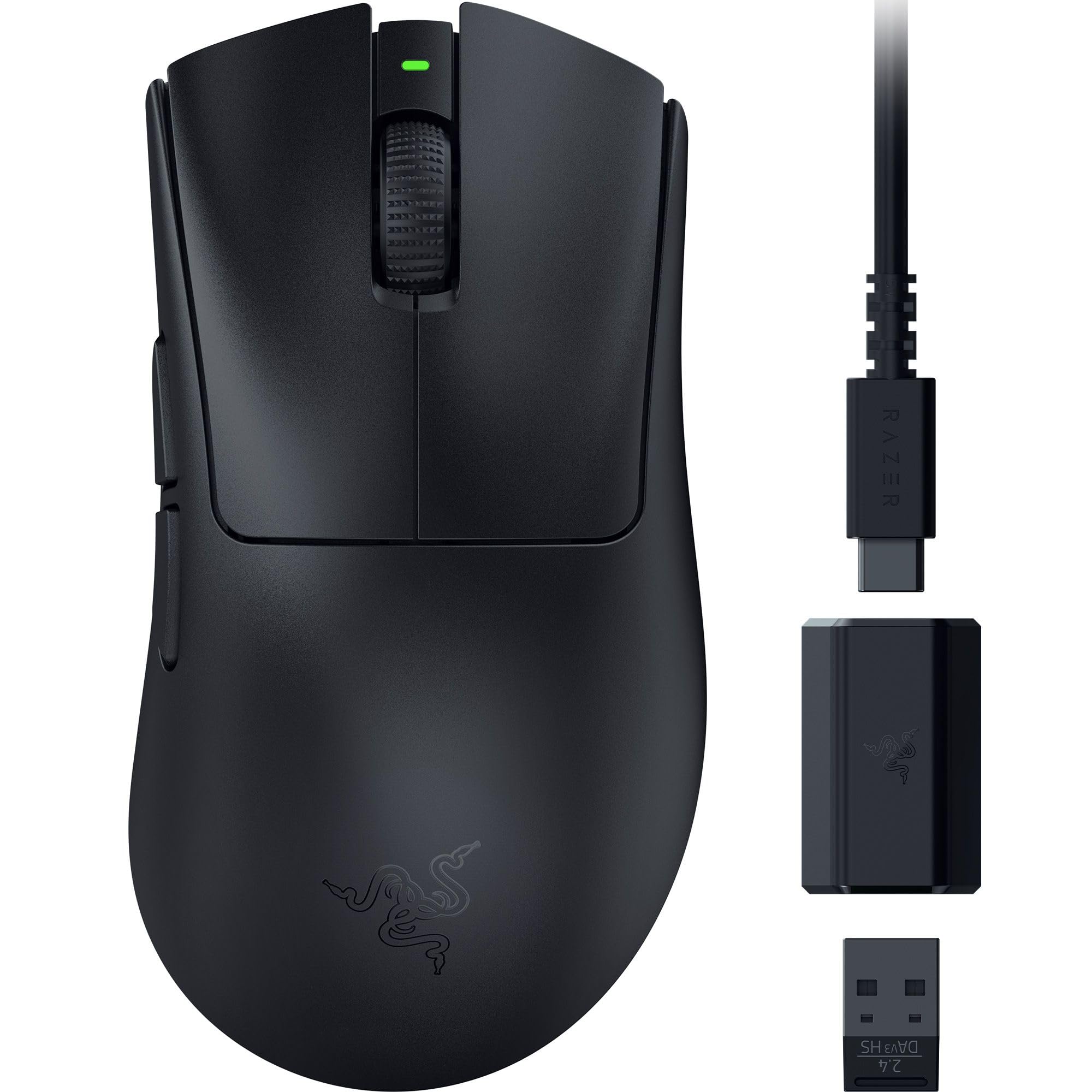 Razer DeathAdder V3 HyperSpeed Wireless Gaming Mouse - 26K DPI, 55g Ultra Lightweight, 100H Battery, 8K Hz Polling, Soft-Touch Coating - Ergonomic Esports Mouse for PC & Mac Gaming, FPS, MOBA, and Professional Work