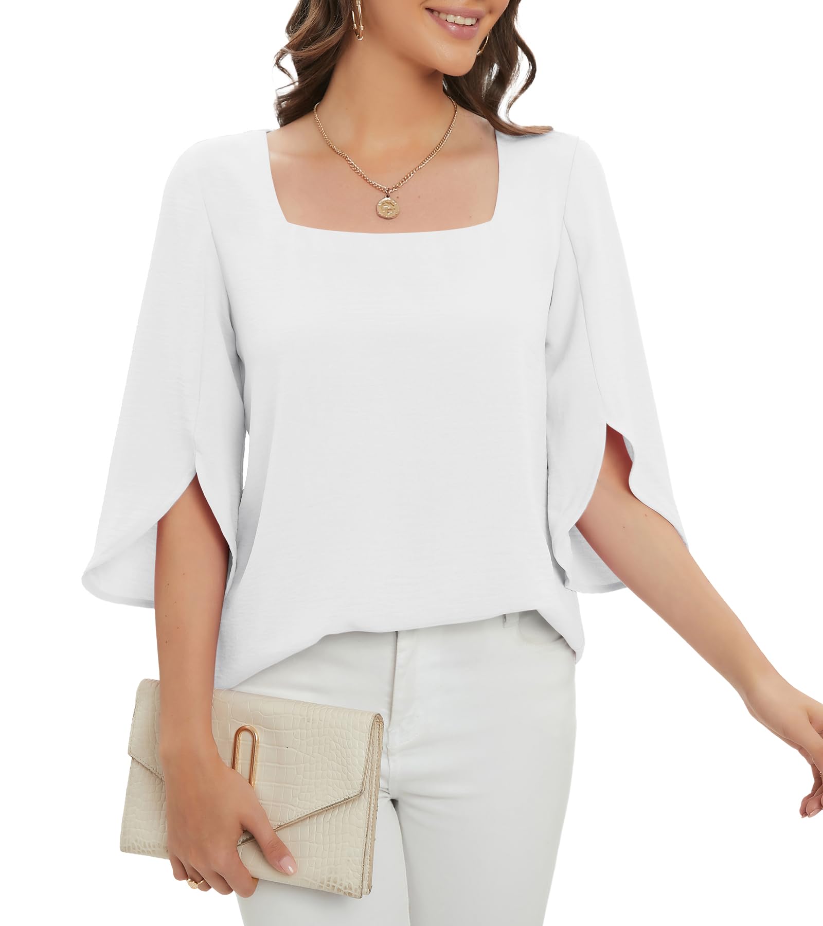 KUOTAI Women's Summer Tops - Dressy Casual 3/4 Sleeve Blouse for Work & Business Casual | Office Wear, Date Night & Summer Outfits