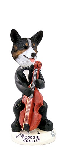 Welsh Corgi Cardigan Cellist Doogie Collectible Figurine - Handcrafted Dog Statue for Home Decor, Gift for Music Lovers & Corgi Enthusiasts