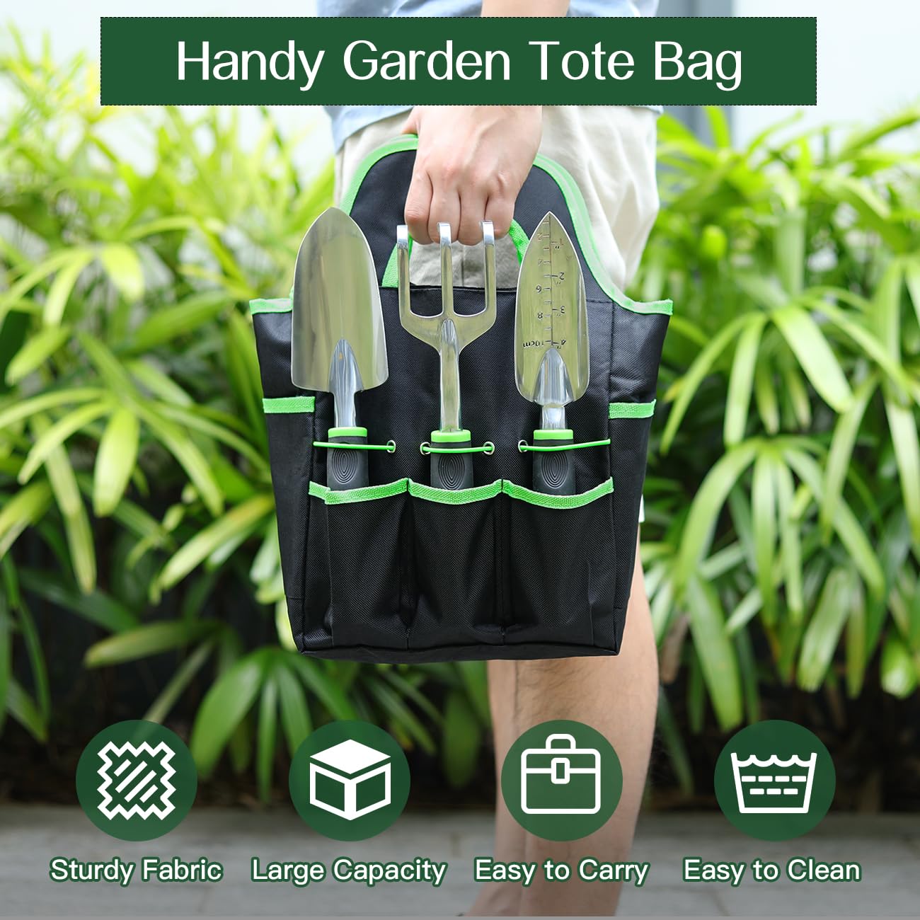 **8PCS Heavy Duty Gardening Tools Set with Non-Slip Rubber Grip & Large Storage Bag - Aluminum Alloy Hand Tools for Planting, Weeding, Digging - Perfect Gardening Gifts for Women & Men (Green)**    *(Ideal for Home Gardens, Landscaping, Backyard Planting & Outdoor Yard Work)*
