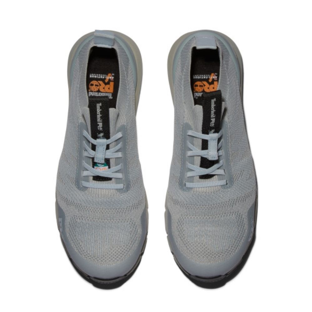 Timberland PRO Radius Knit TB0A41ZY065 Women's Slip-On Athletic Composite Toe Work Shoes - Grey/Blue | Lightweight & Comfortable for Construction, Warehouse & Outdoor Jobs