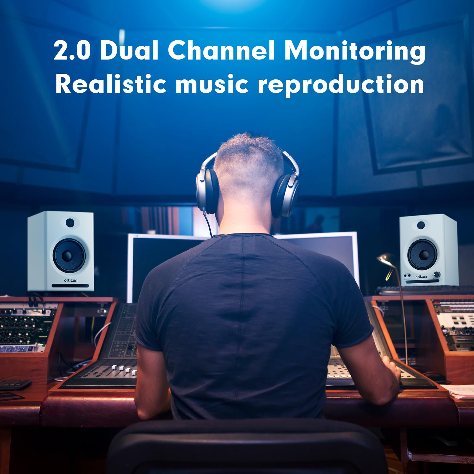 Ortizan C7 Studio Monitors - Bluetooth 5.3 Wireless Speakers for Music Production & Gaming (White Pair) - Perfect for Home Studios & PC Setups