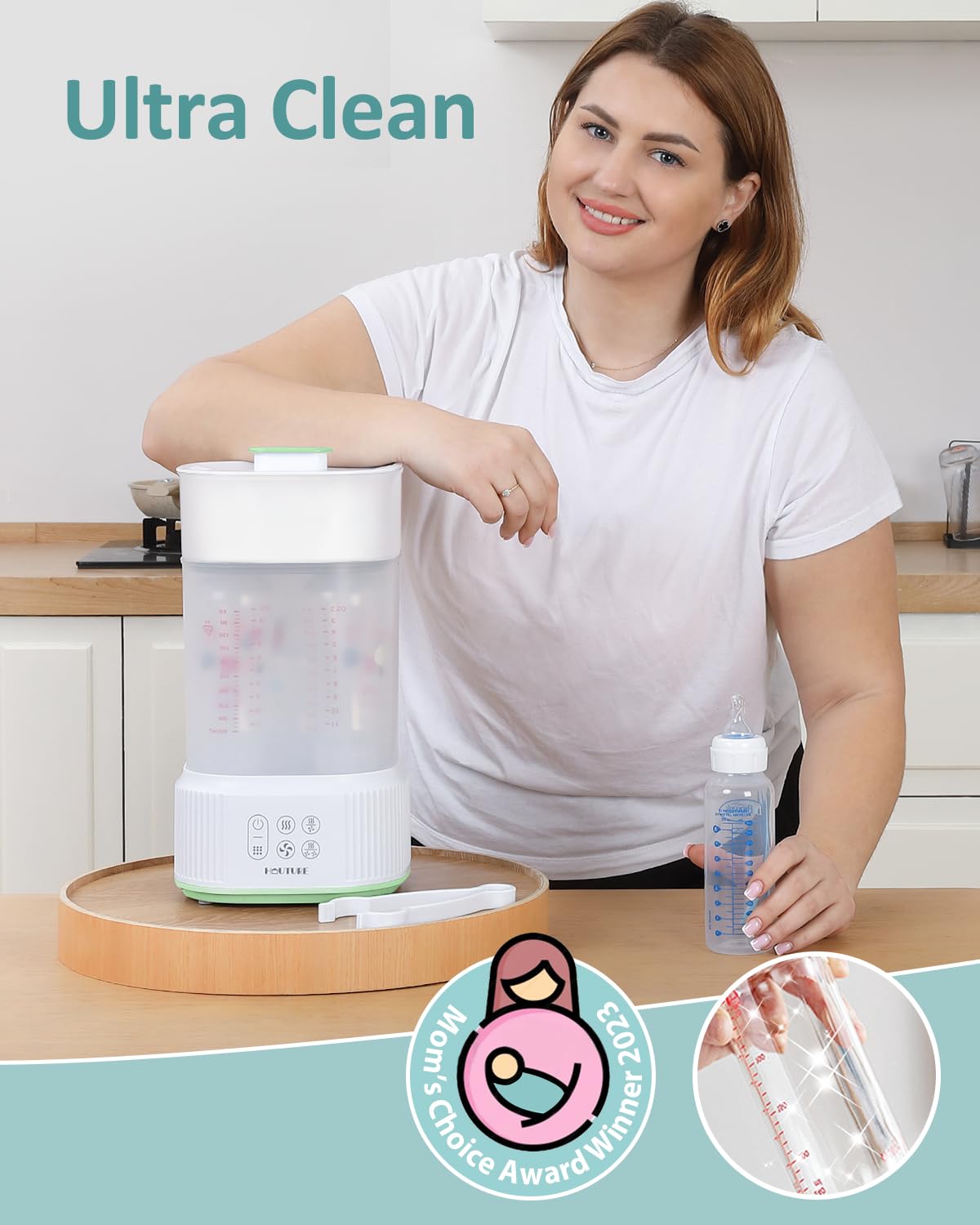 HAUTURE Electric Baby Bottle Sterilizer and Dryer - Compact Steam Sterilizing Machine for Bottles, Pacifiers & Breast Pump Parts | Fast Drying, Safe Sanitization for Newborns | Perfect for Nursery, Travel & Daily Baby Care