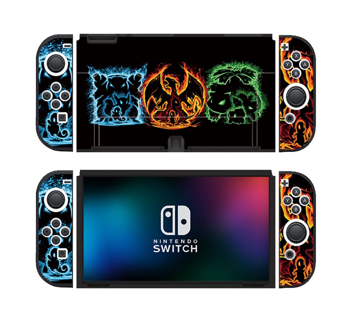 Nintendo Switch OLED Protective Case - Squirtle Charmander Bulbasaur Design, Soft Anti-Scratch Shock-Absorption Slim Cover for Switch OLED Console & Joy-Con - Perfect for Gaming, Travel & Daily Protection