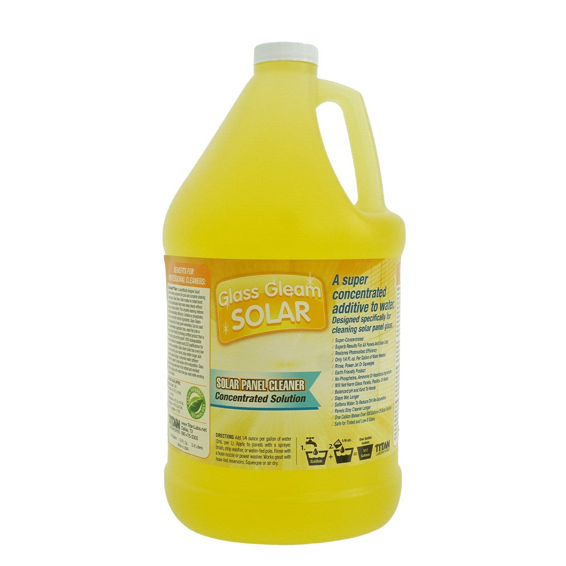 Titan Glass Gleam Solar Cleaner - High Efficiency Solar Panel Cleaning Kit for Home & Commercial Use - Perfect for Rooftop, RV, and Outdoor Solar Maintenance