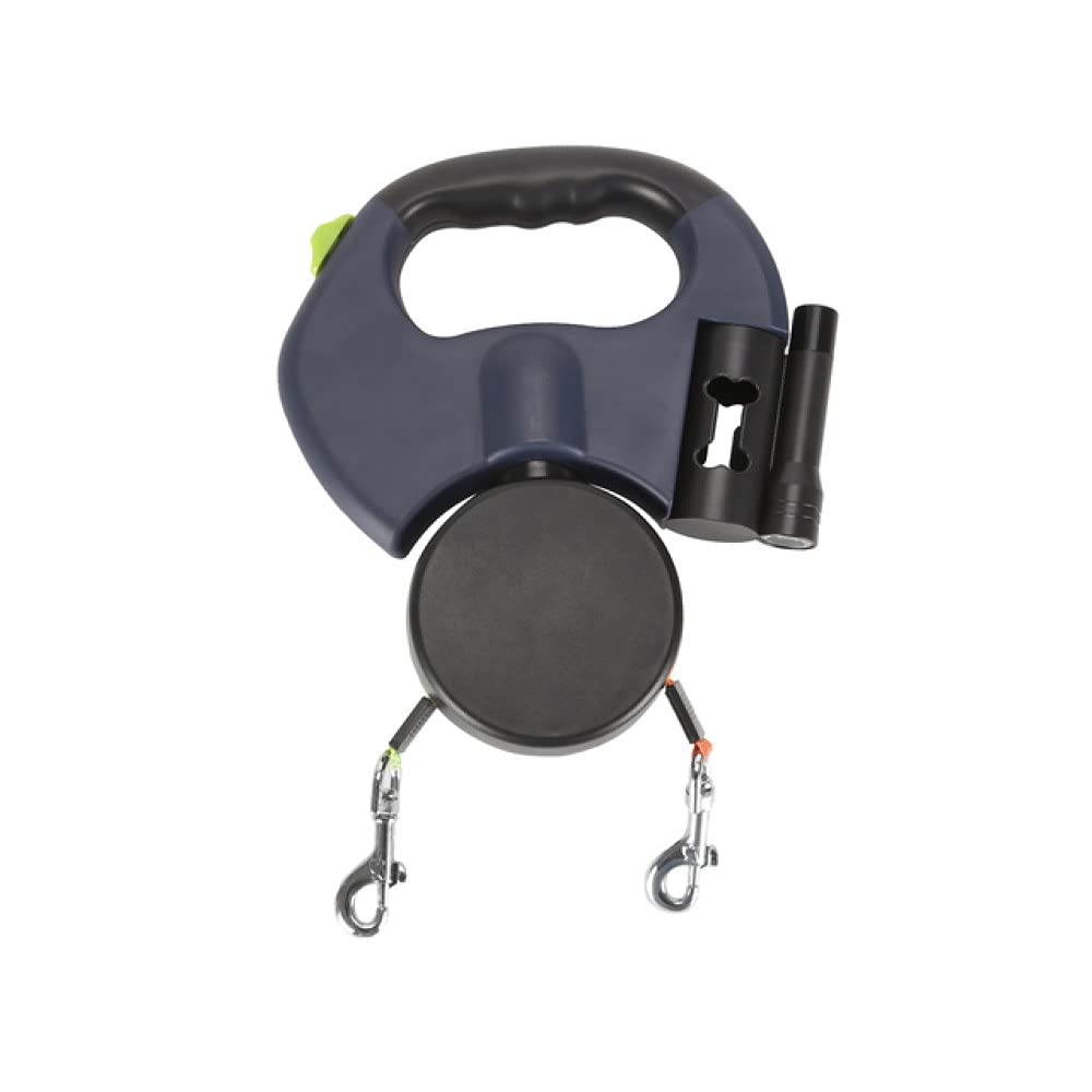 2-in-1 Retractable Dual Dog Leash - Tangle-Free Adjustable Pet Walking Rope for Two Dogs - Dark Blue Color - Perfect for Walking, Jogging & Outdoor Adventures with Your Pets