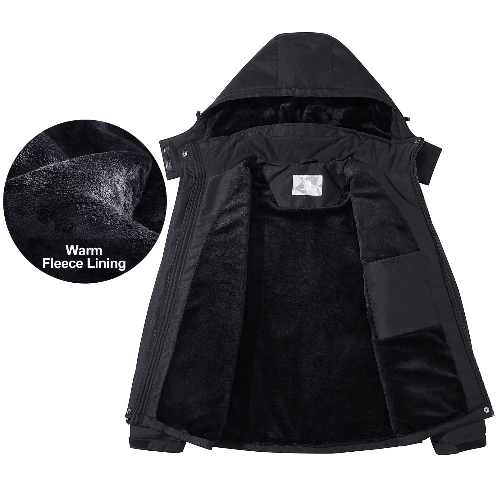 Women's Waterproof Ski Jacket with Hood - Windproof Winter Snow Coat for Skiing, Hiking & Outdoor Activities | CAMEL Warm Mountain Rain Jacket