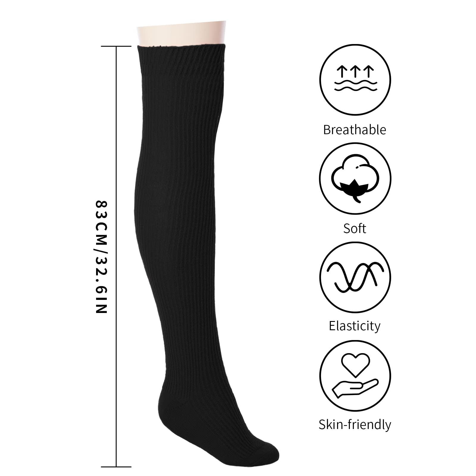 Abodhu Women's Thigh High Socks - Striped Over Knee Stockings for Women, Knit Long Tall Cosplay Socks | Perfect for Casual Wear, Costume Parties & Winter Outfits