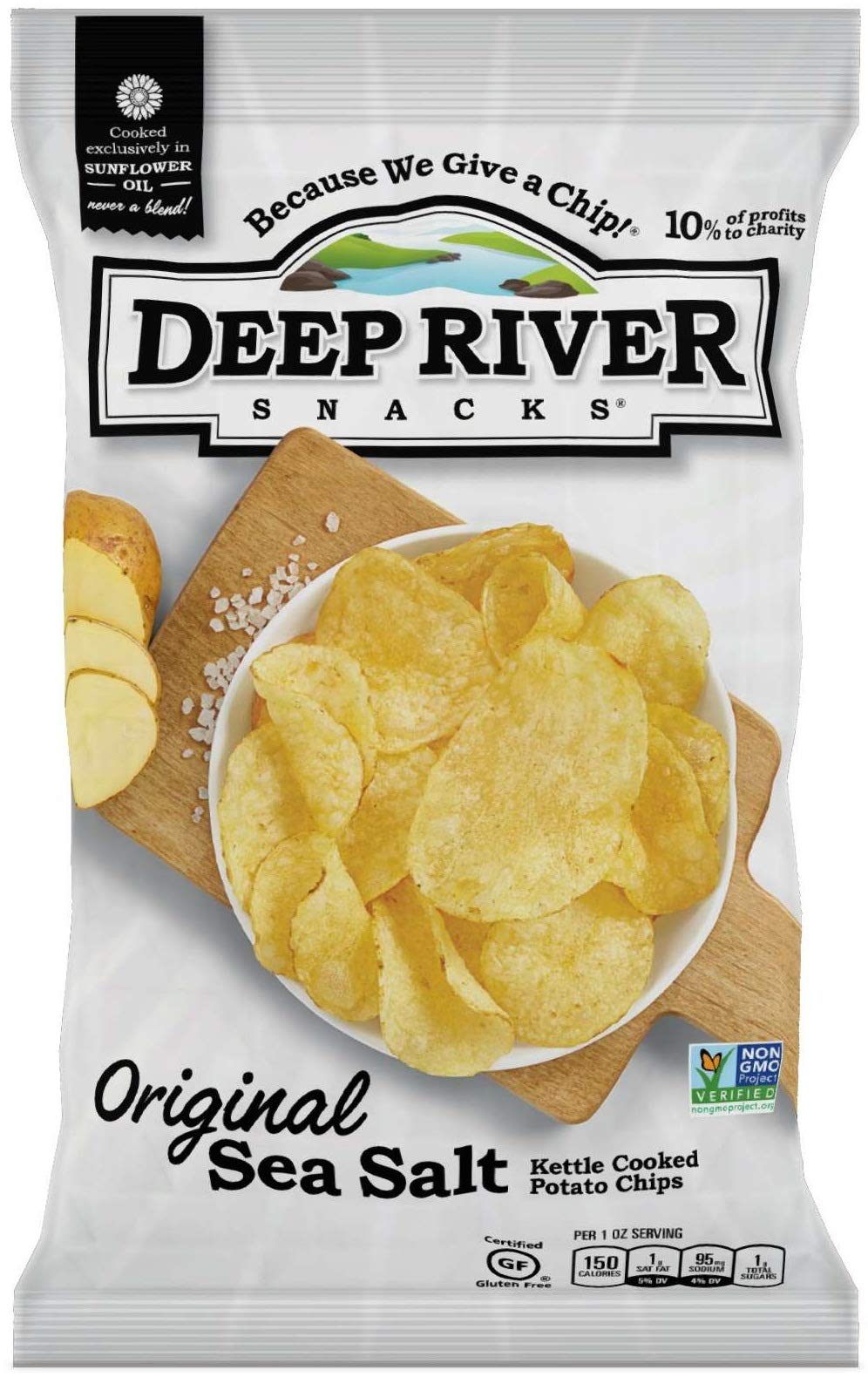 Deep River Snacks Original Sea Salt Kettle Cooked Potato Chips - 0.75oz (120 Count Case) | Crunchy Snack for Parties, Picnics & Office Break Rooms