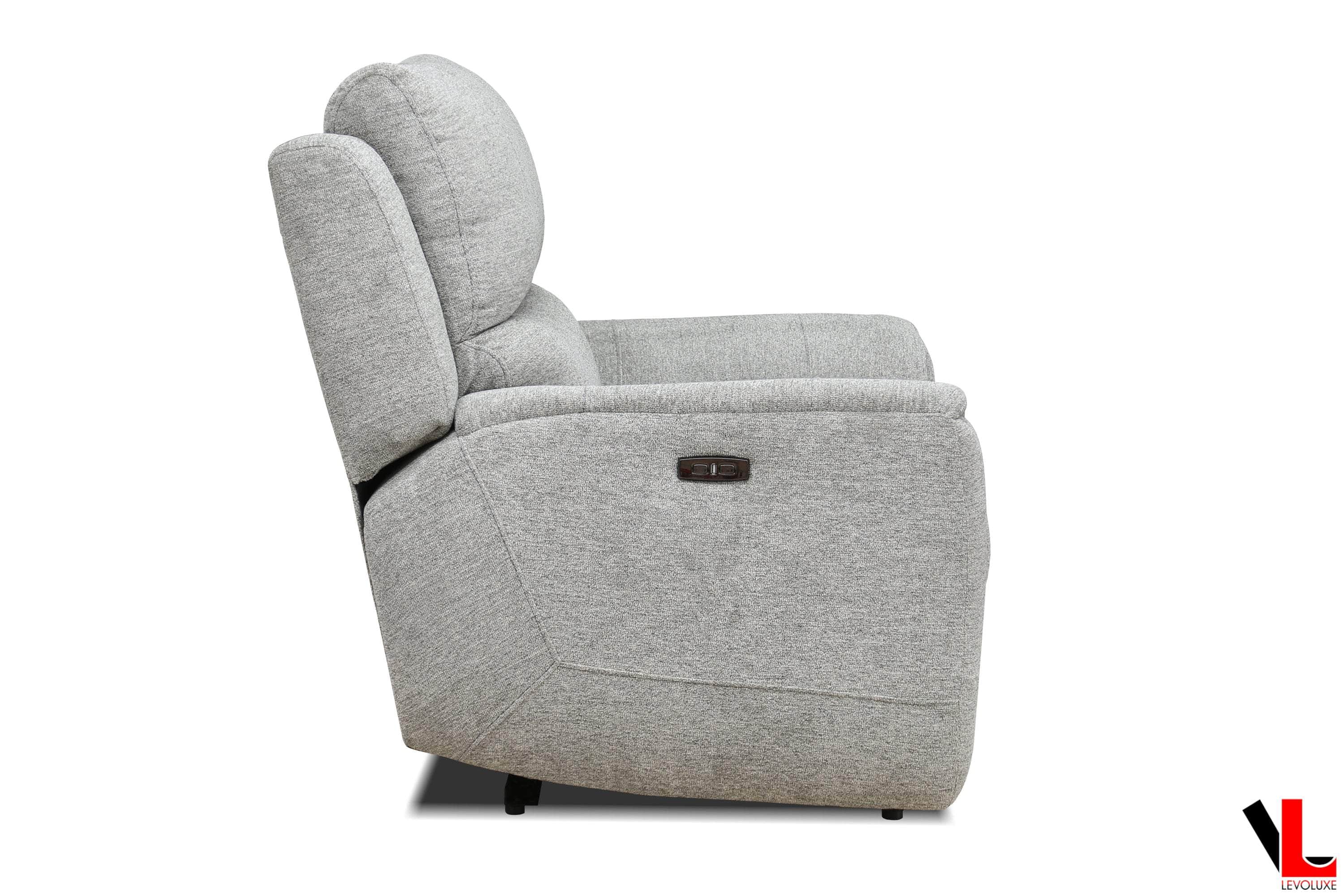 3-Piece Power Reclining Living Room Set - Tweed Ash Fabric Sofa, Loveseat & Chair with Adjustable Headrests | Perfect for Home Theater, Family Rooms & Relaxation Spaces