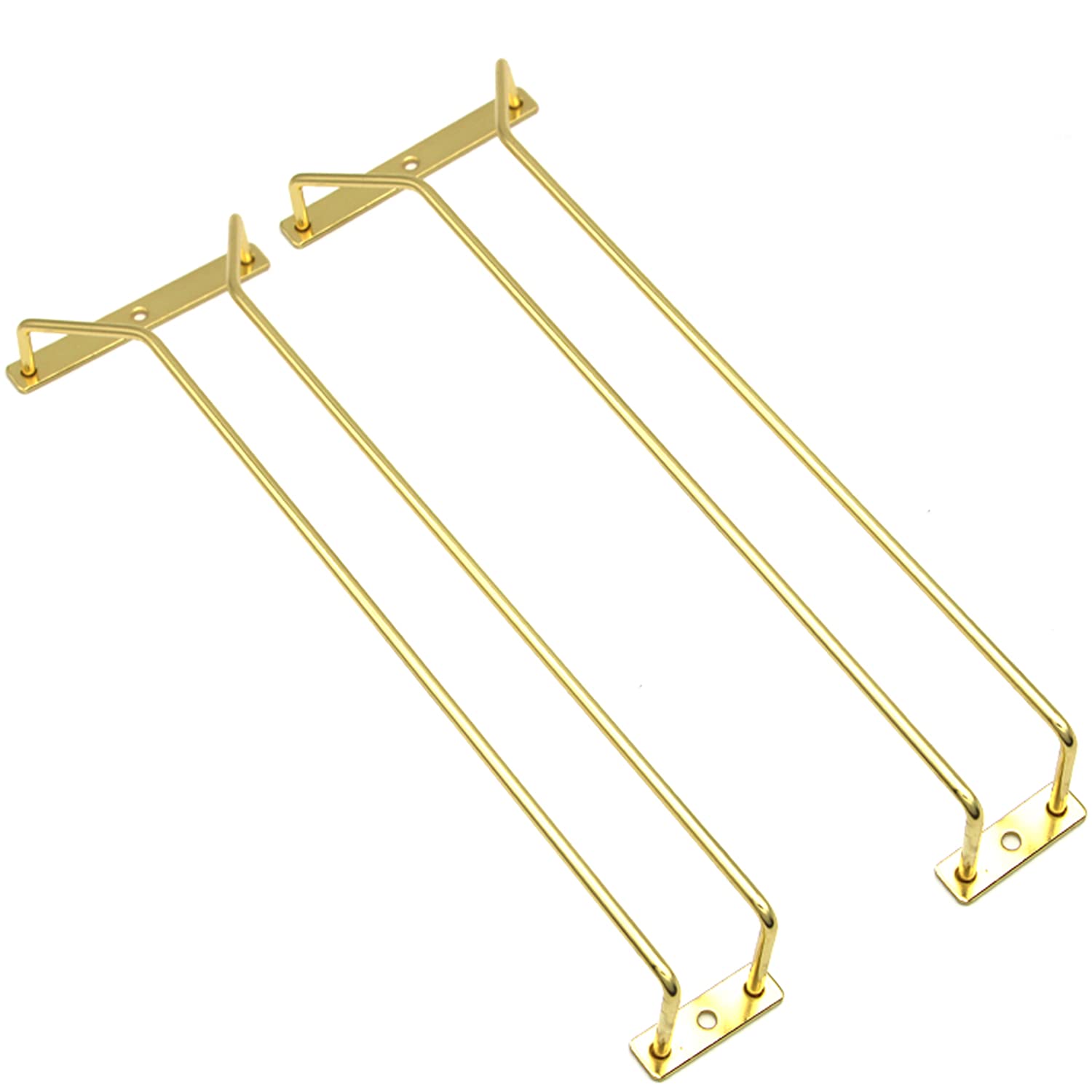 14-Inch Stainless Steel Under Cabinet Wine Glass Rack - Gold Stemware Holder for Kitchen, Bar & Dining Room (Set of 2) - Perfect for Organizing Wine Glasses & Saving Space