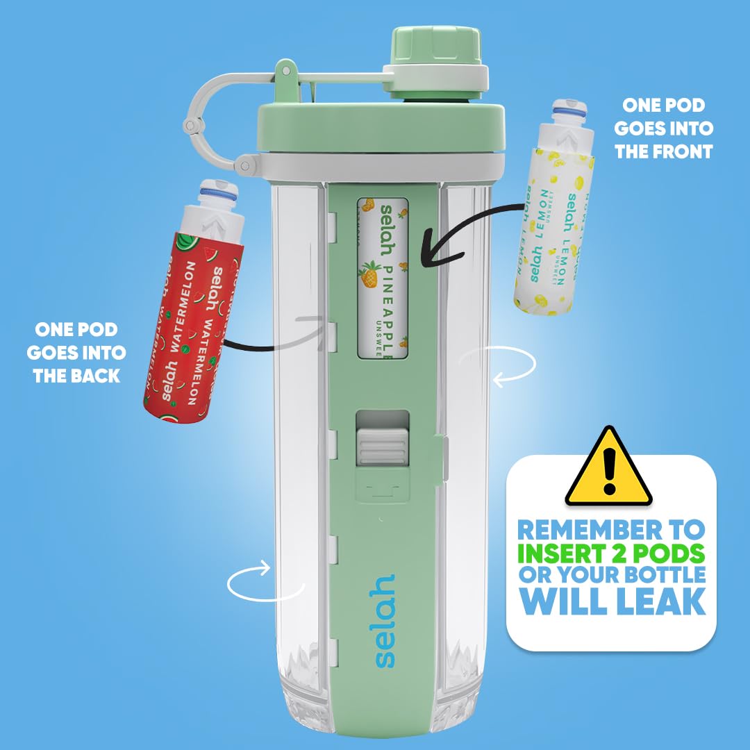 Selah Sugar-Free Vitamin Water Bottle - 20oz with Flavor Pods - for Energy & Sports Drinks