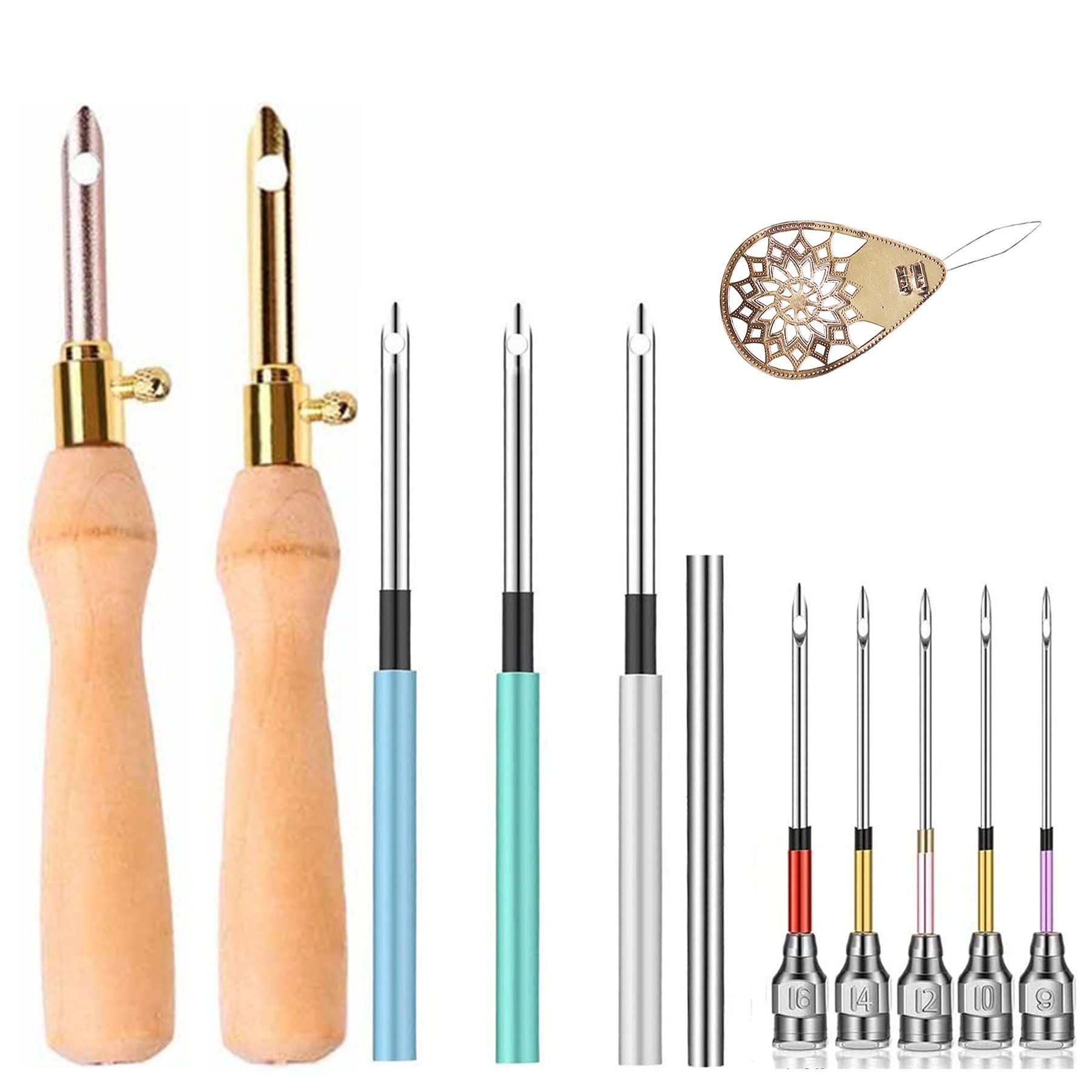 12pcs Adjustable Punch Needle Kits with Wooden Handles - DIY Embroidery Pens for Craft Stitching, Applique & Fabric Embellishment - Perfect for Home Decor, Wall Hangings & Textile Art Projects