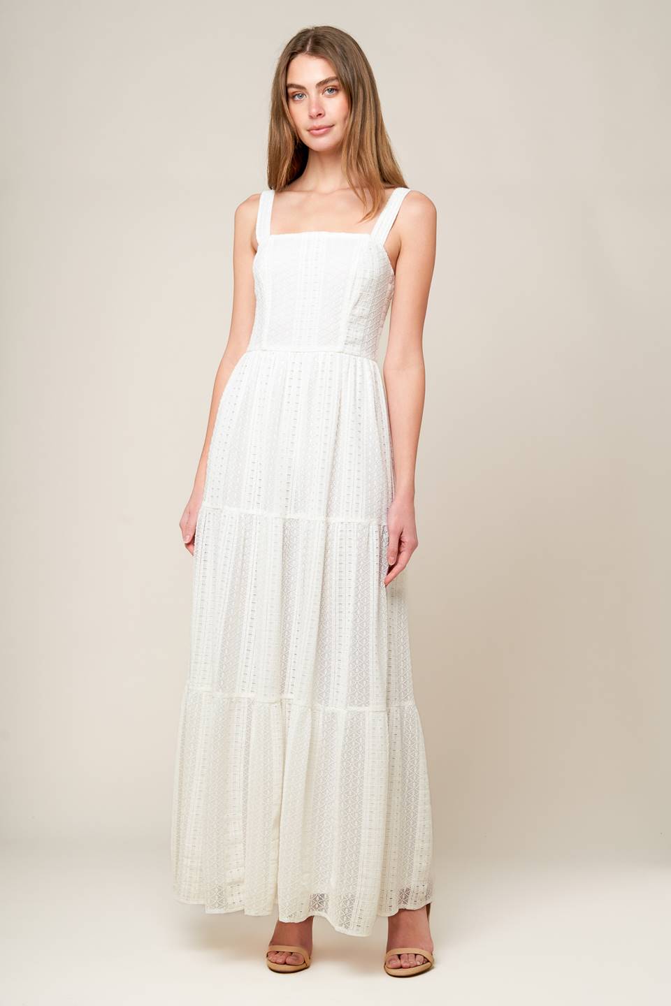 Elegant White Lace Maxi Dress for Women | AFTER THE RAIN | Perfect for Weddings, Parties & Summer Vacations