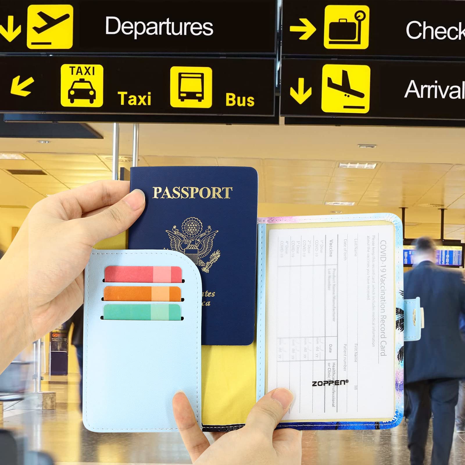 ZOPPEN RFID Blocking Passport Holder for Women - Leather Travel Wallet Cover with Document Organizer | Perfect for Airplane Trips, Vacations & International Travel Essentials