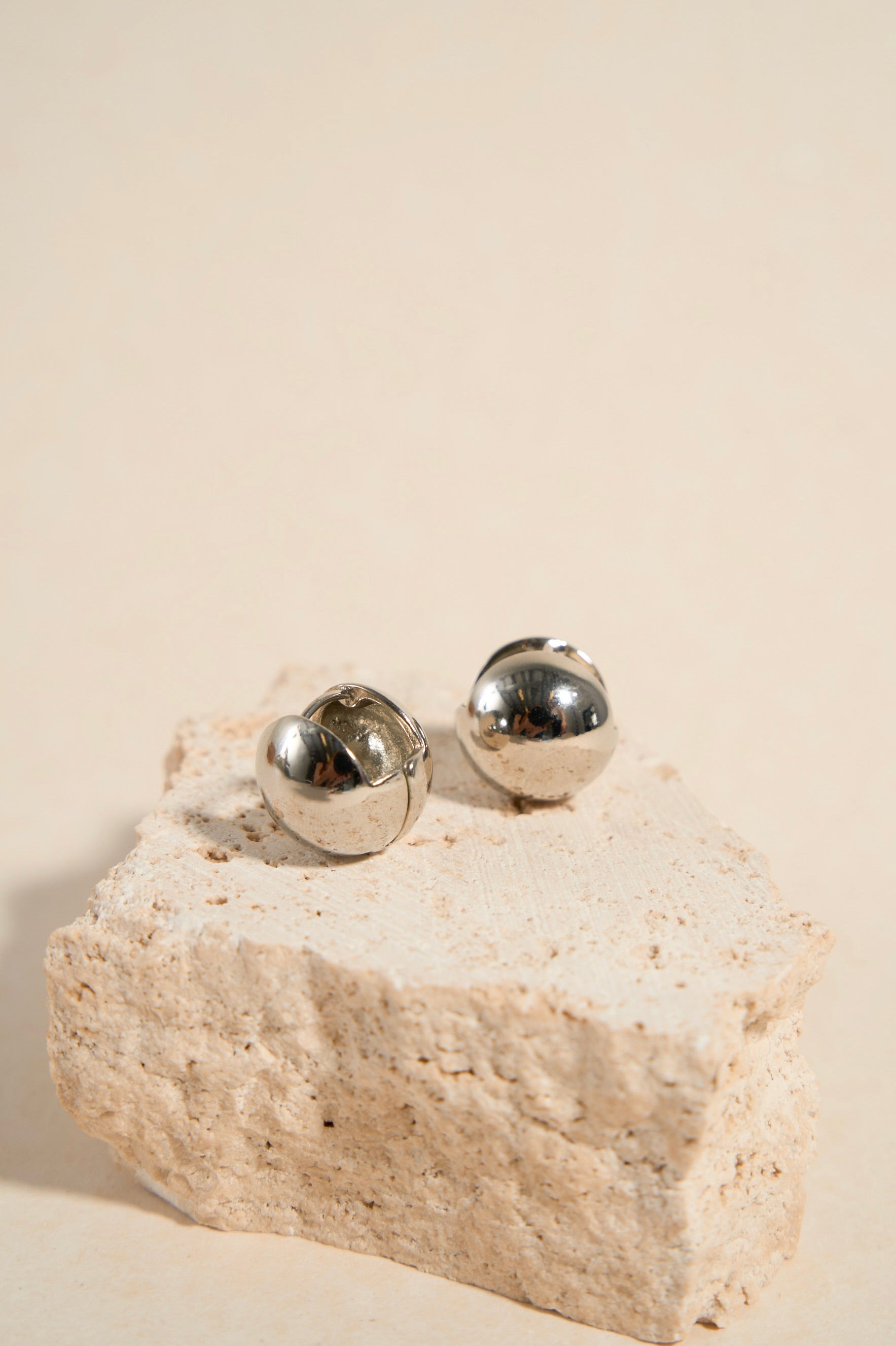 Rhodium Plated Ball Hoop Earrings for Women - Elegant & Hypoallergenic Jewelry for Everyday Wear & Special Occasions