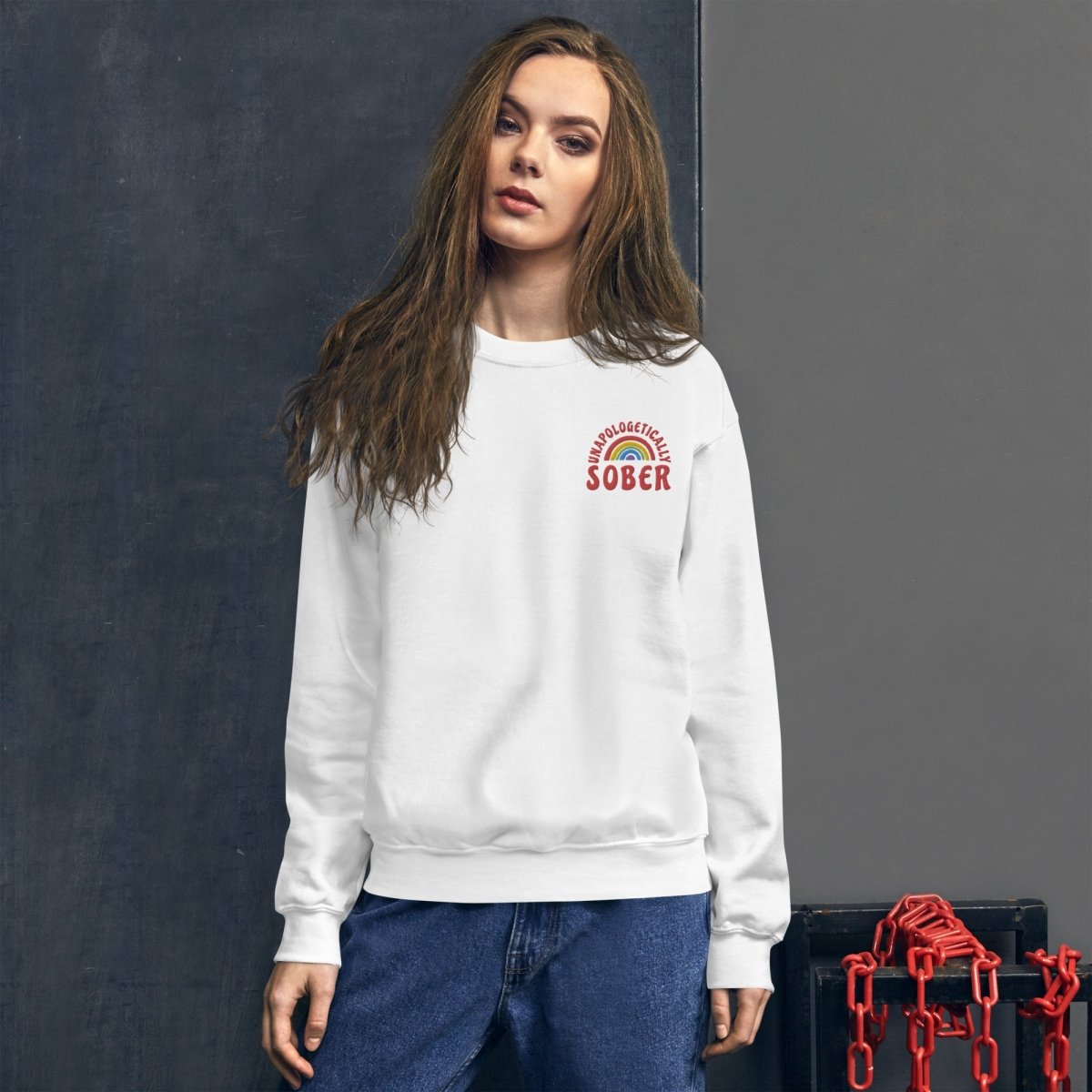 Unapologetically Sober Embroidered Unisex Sweatshirt - Comfortable & Stylish Sober Living Apparel for Men & Women - Perfect for Recovery Meetings, Sober Events & Everyday Wear