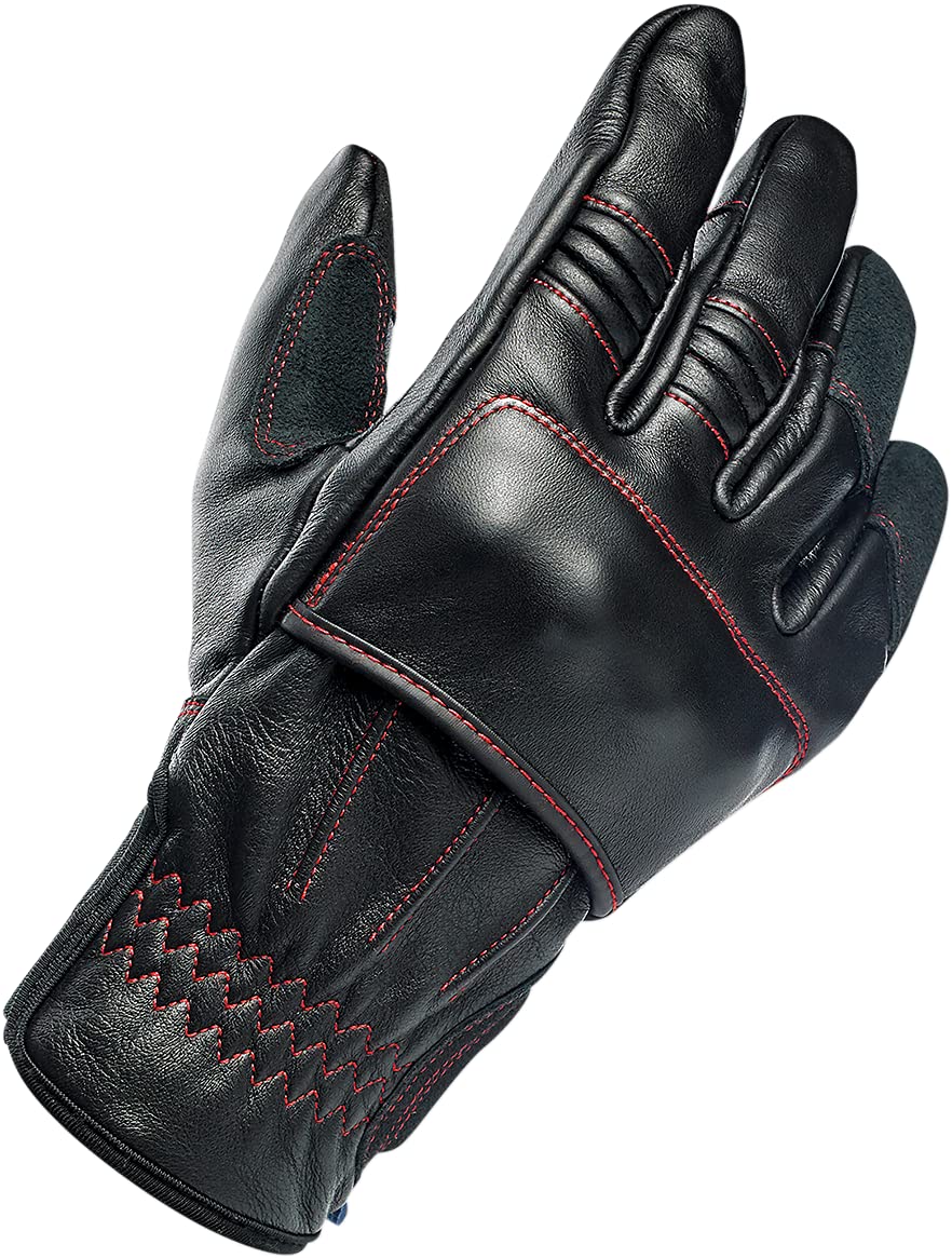 Biltwell Belden Gloves - X-Small Redline Motorcycle Gloves for Men & Women - Durable Riding Gloves for Cruiser, Street Bike & Harley Davidson - Perfect for Commuting & Long Distance Rides