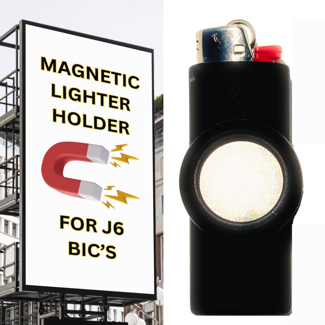 Magnetic Lighter Holder for BIC Lighters - Strong Magnet Attaches to Fridge, Toolbox & Shelves (J6 Compatible, Lighter Not Included) - Perfect for Home, Office & Outdoor Use