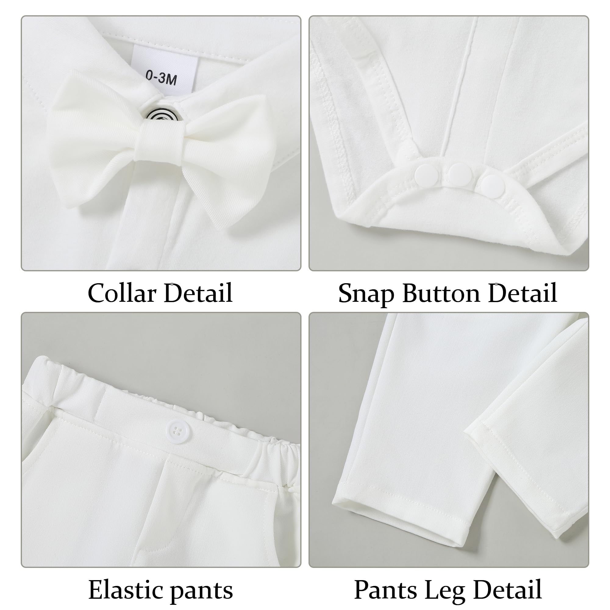 YALLET Baby Boy Clothes Suit 0-24 Months - Formal Dress Shirt, Bowtie, Vest & Pants Set for Infant Gentlemen | Perfect for Weddings, Christenings & Special Occasions