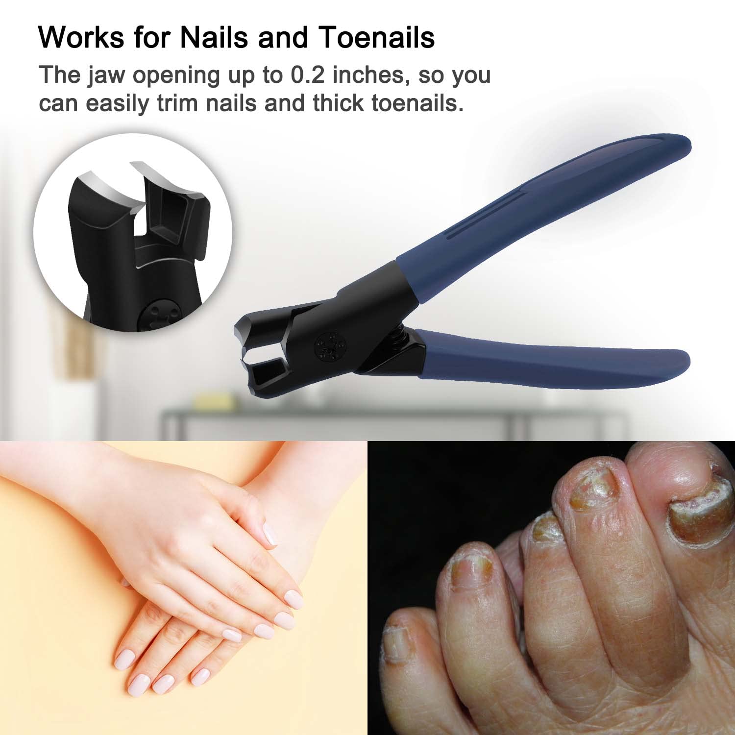 Premium Stainless Steel Nail Clippers for Men & Women - Heavy Duty Toenail Clippers for Thick Nails, Professional Fingernail Clippers for Adults & Seniors - Perfect for Home, Travel & Grooming Kits