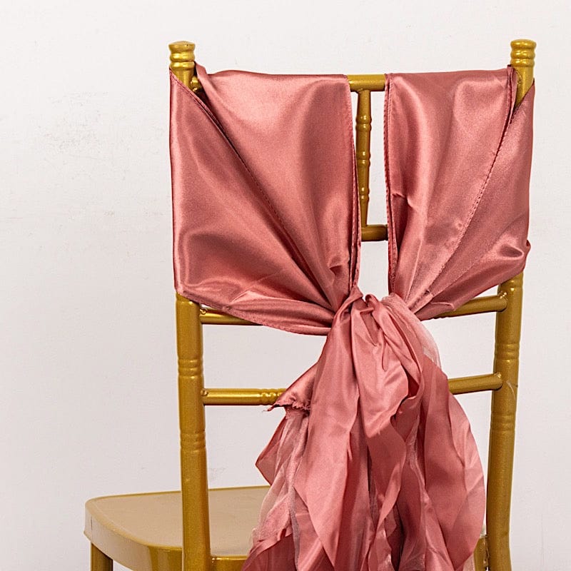 5 Pack Curly Willow Chiffon Satin Chair Sashes - Elegant Wedding Decor, Bridal Shower & Party Chair Ribbons for Banquet, Reception, and Special Events