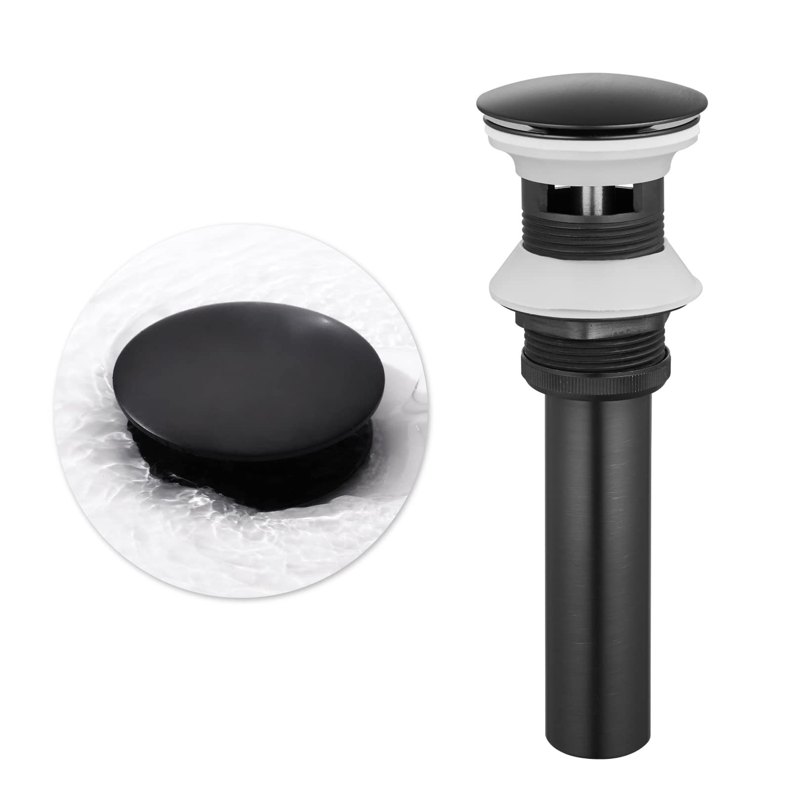 Gotonovo Black Pop Up Drain Stopper with Overflow - Bathroom Sink Faucet Stopper for Vessel Vanity Sinks - Durable Drain Accessories - Perfect for Bathroom Renovation & Home Improvement Projects