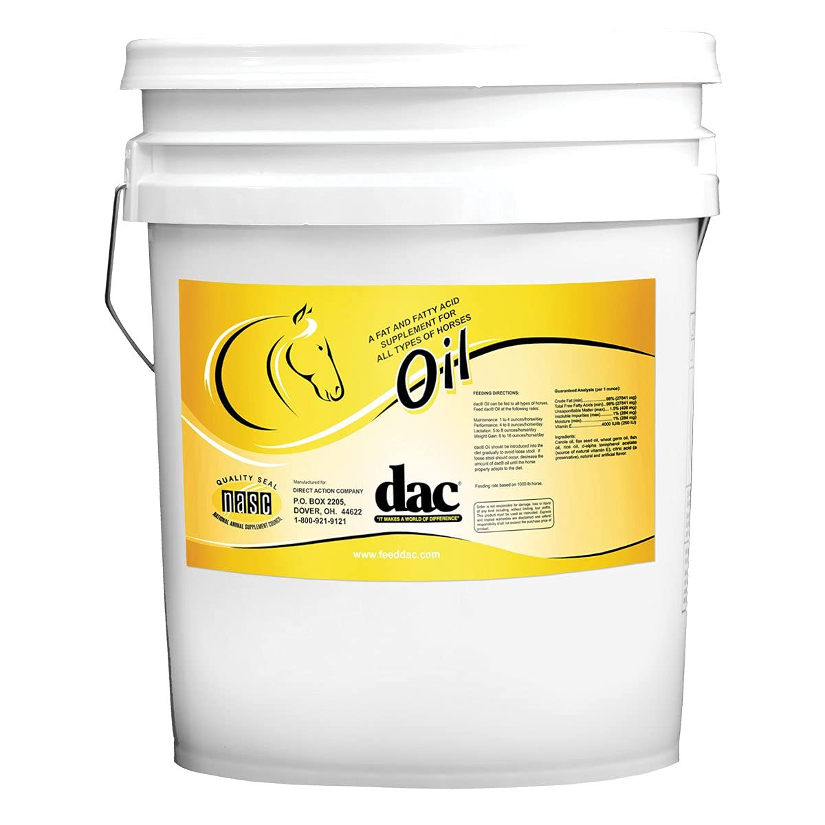 Premium DAC Oil Supplement for Horses - 5 Gallon | Supports Joint Health & Shiny Coat - Ideal for Performance, Training & Show Horses