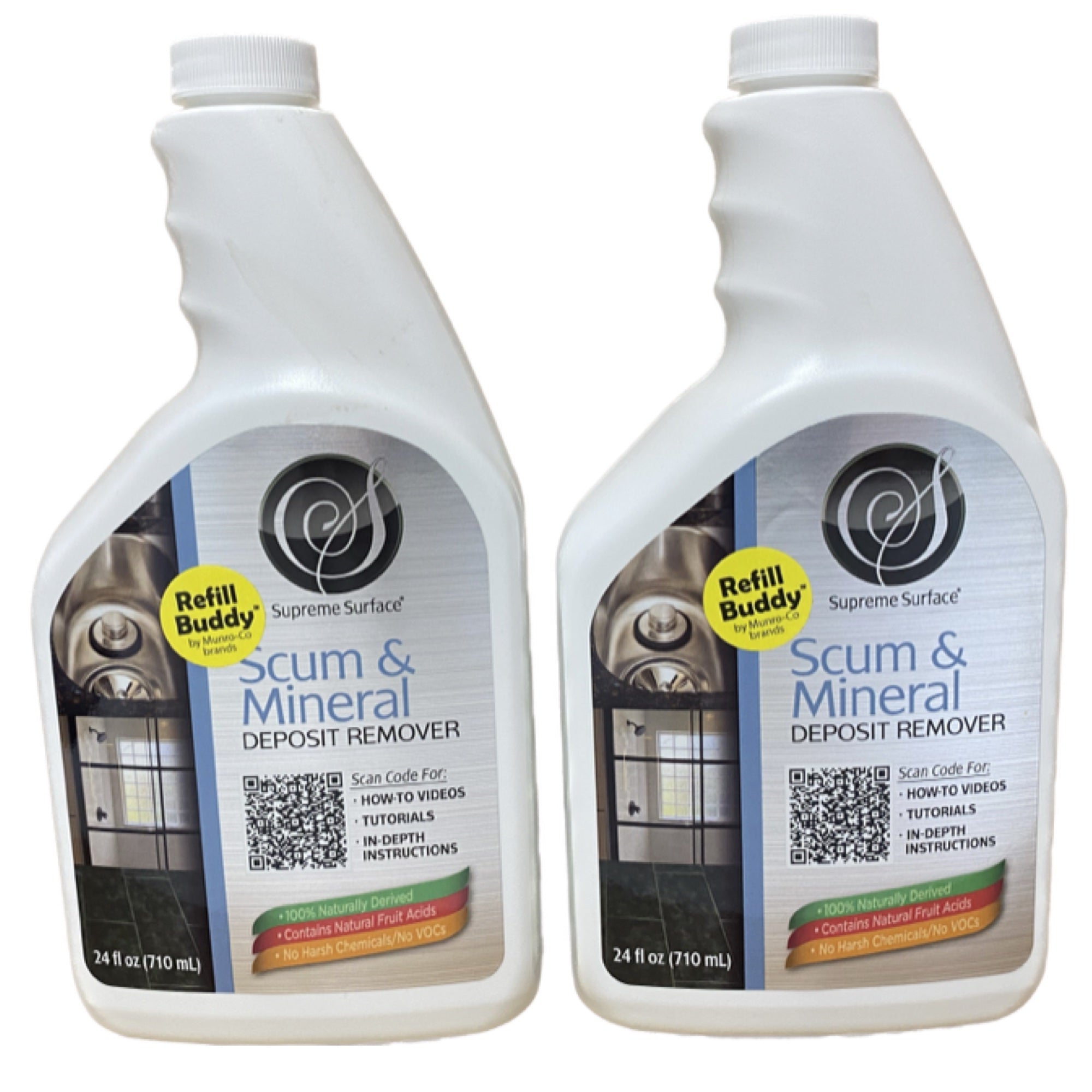Scum & Mineral Deposit Remover - 2 Pack | Effective Bathroom & Kitchen Cleaner for Shower, Sink & Faucet Stains | Hard Water Stain Remover for Home Use