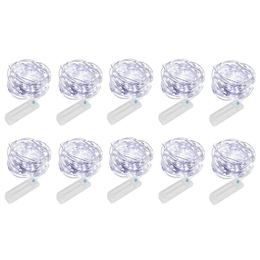 10 Pack 8 Modes Fairy Lights Battery Operated 9.8ft 30 LED Mini String Lights with Silver Wire - Cool White Starry Lights for DIY, Wedding, Party, Festival, Halloween, Christmas Decoration - Perfect for Bedroom, Garden, and Indoor/Outdoor Decor