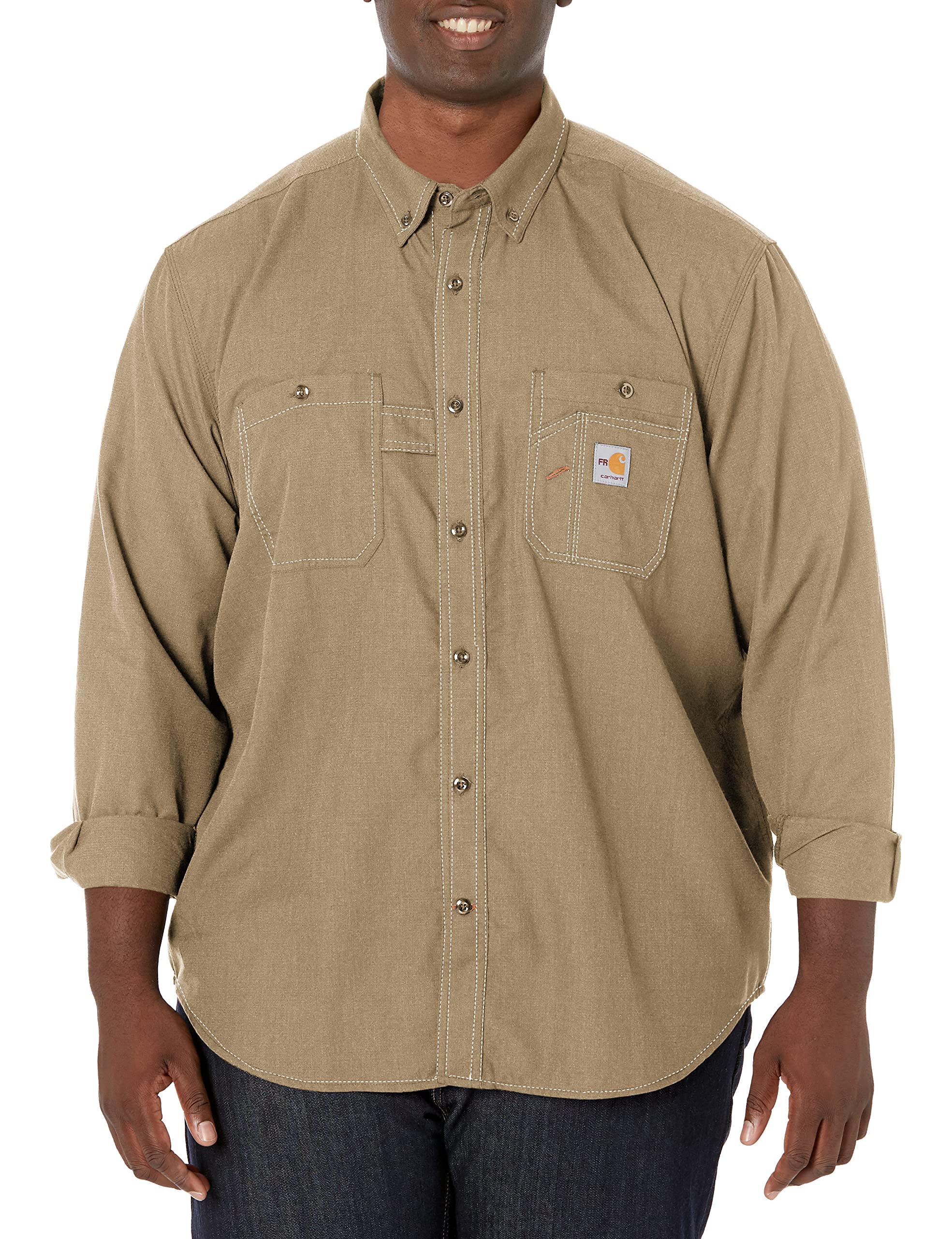 Carhartt Men's Flame Resistant Force Loose Fit Lightweight Long-Sleeve Work Shirt - Durable FR Safety Apparel for Construction, Welding & Outdoor Jobs