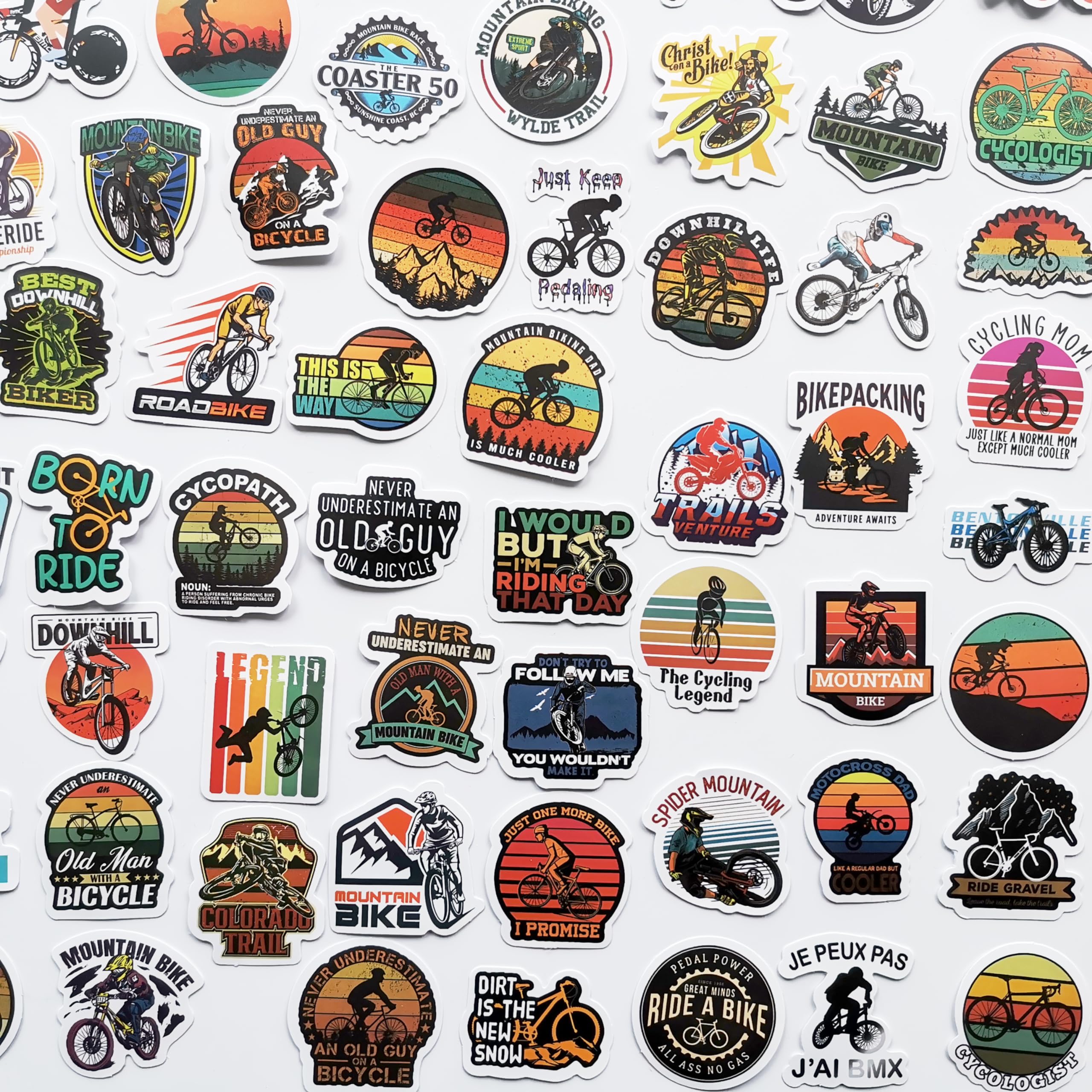 100Pcs Cool Bicycle Decals - Waterproof Vinyl Bike Stickers for Road & Mountain Bikes - Durable Frame & Helmet Decals - Perfect for Customizing Cycling Gear & Personalizing Your Ride (Ideal for Commuting, Racing & Outdoor Adventures)