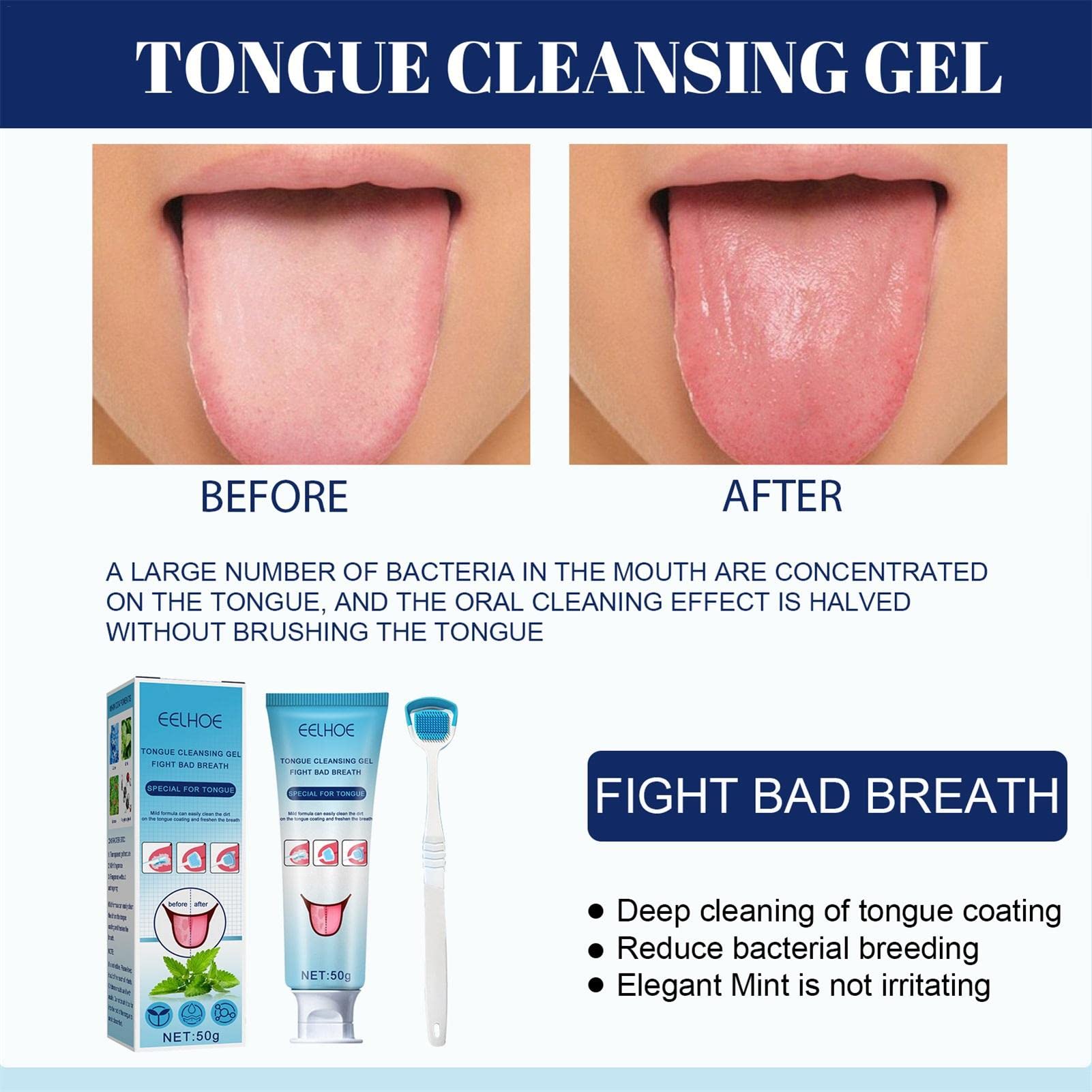 Ulapithi Tongue Cleaning Gel with Brush | Fresh Breath Treatment for Adults | Removes Bad Breath, Tongue Coating & Oral Odor | Perfect for Daily Oral Care & Morning Routine