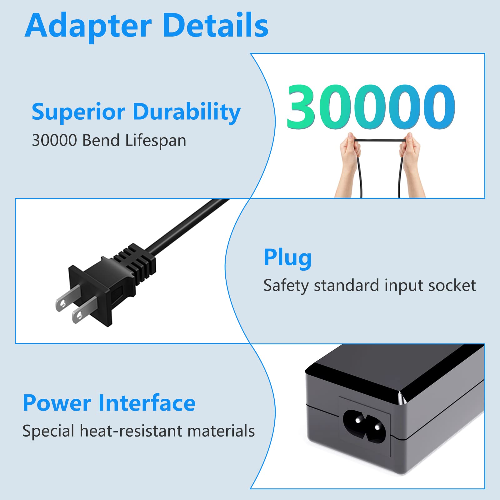 LG Monitor Power Cord 19V 3.42A for UltraWide 4K UHD LCD Screens - Home & Office Use